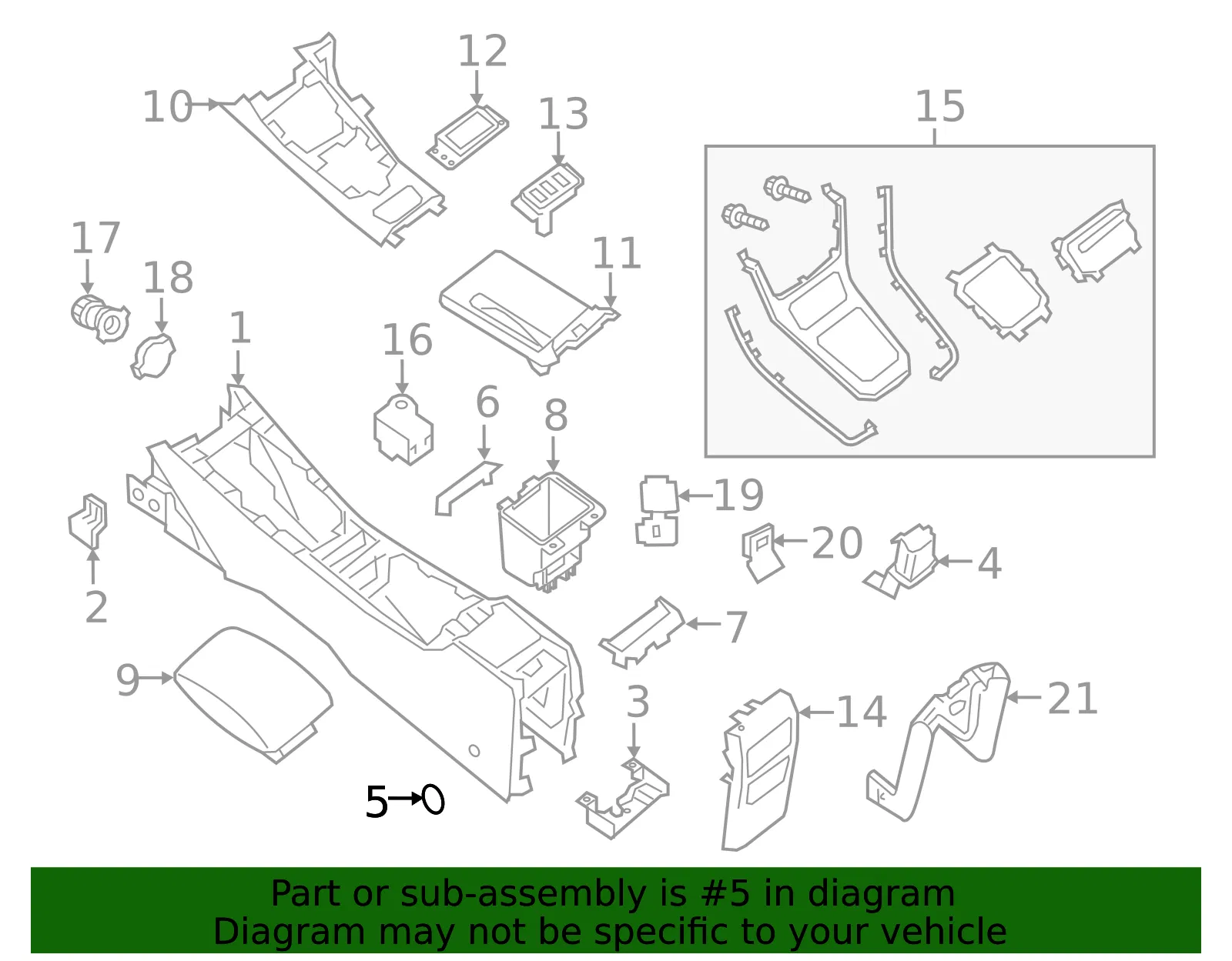 Center Console Cap - Nissan (01307-0055A) - view 3
