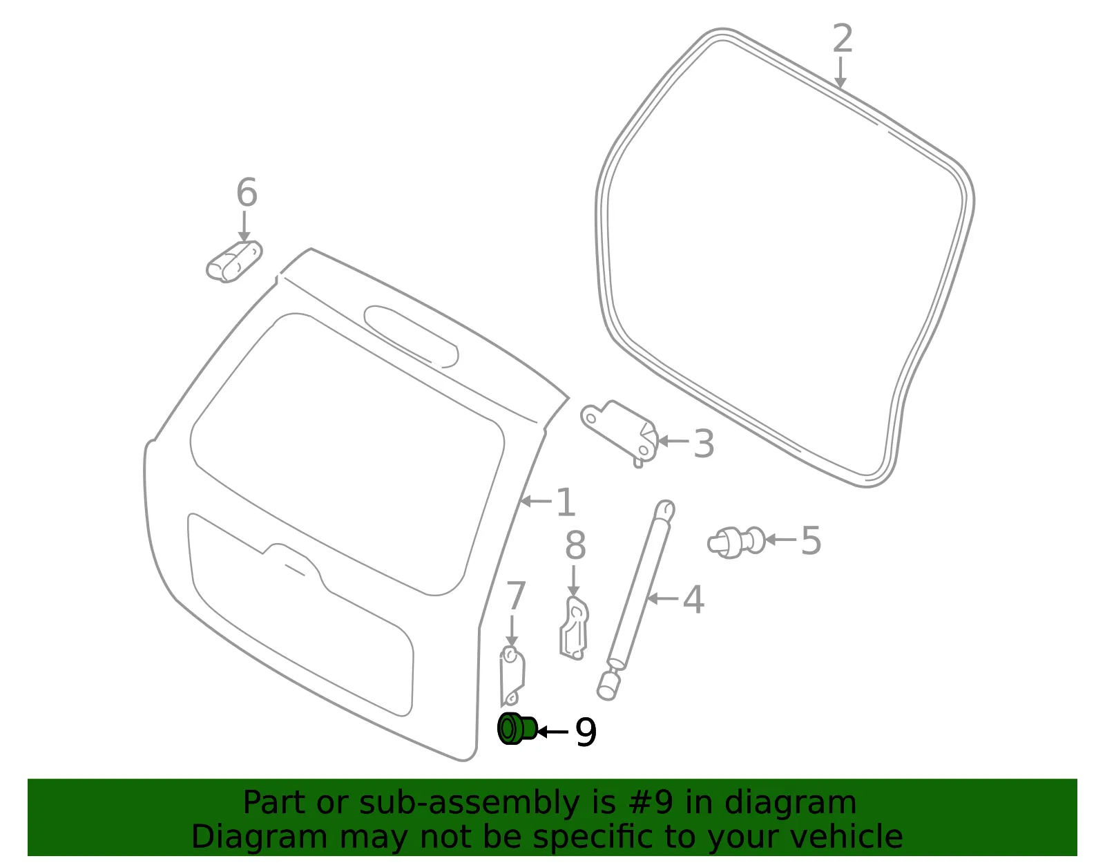 Trunk Lid Cushion - Kia (0B130-56802B) - view 3