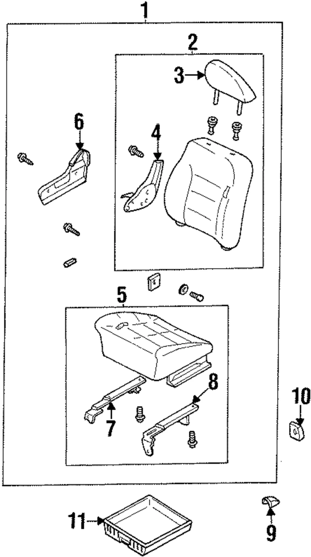 Seat Back Assembly - Passenger Side (RH) - Kia (0K08A-57250C70)