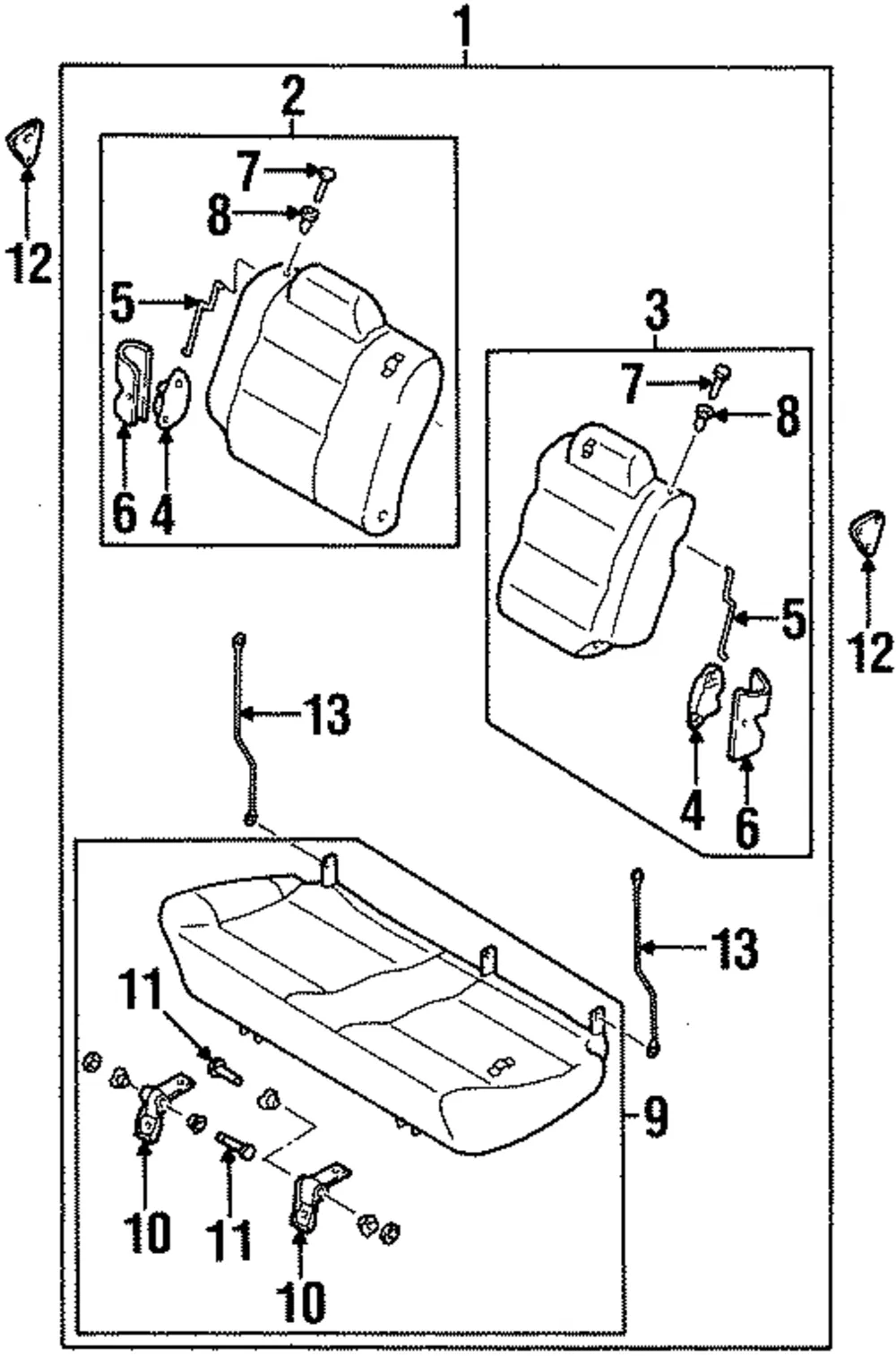 Seat Back Assembly - Driver's Side (LH) - Kia (0K08A-57330B70)