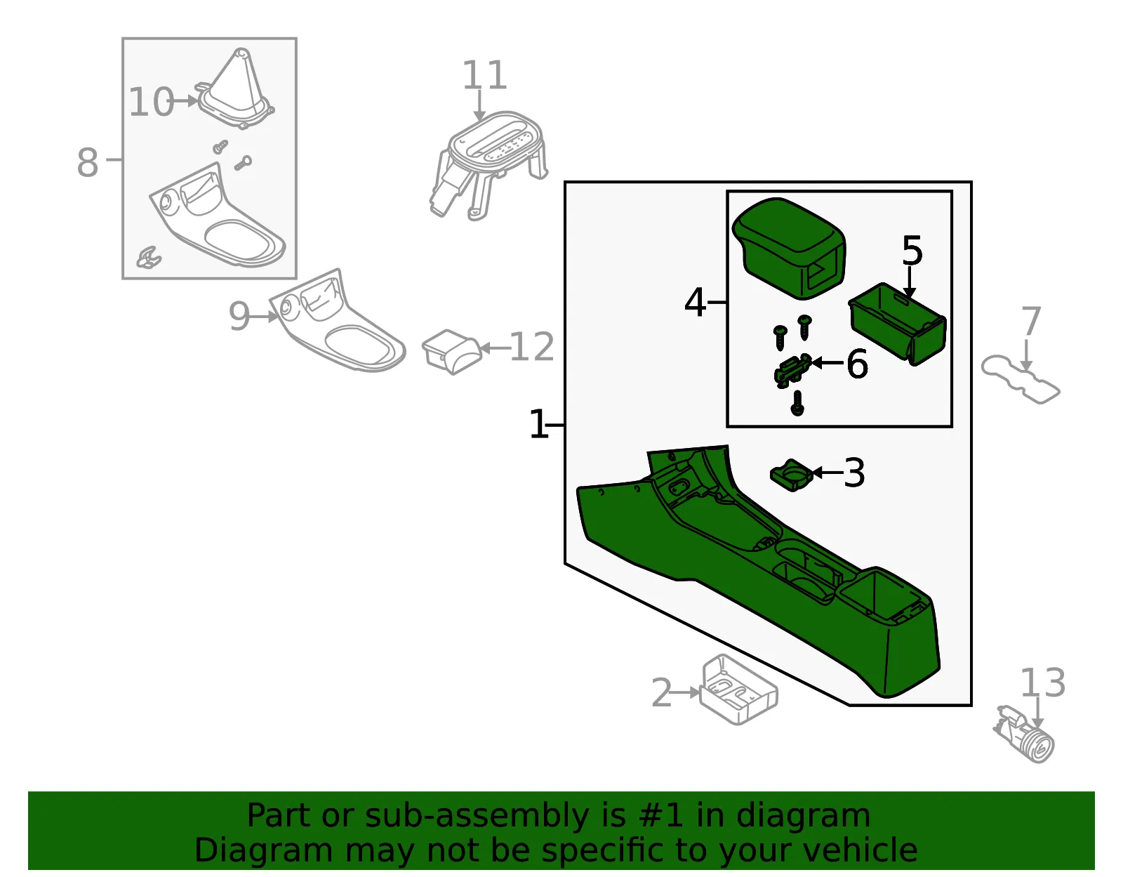 Console Assembly - Kia (0K2A3-64410J96) - view 2