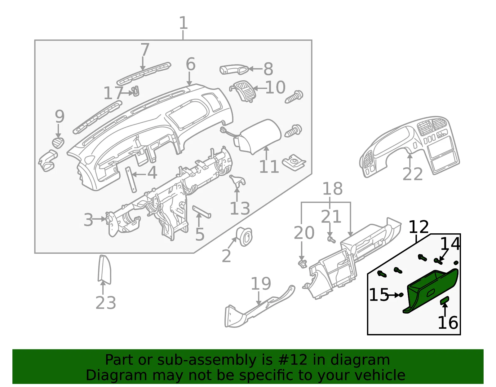 Glove Box Assembly - Kia (0K2AA-64030C96) - view 2