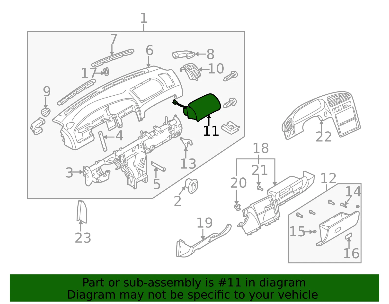 Passenger Air Bag - Kia (0K2DJ-57K50B75) - view 2