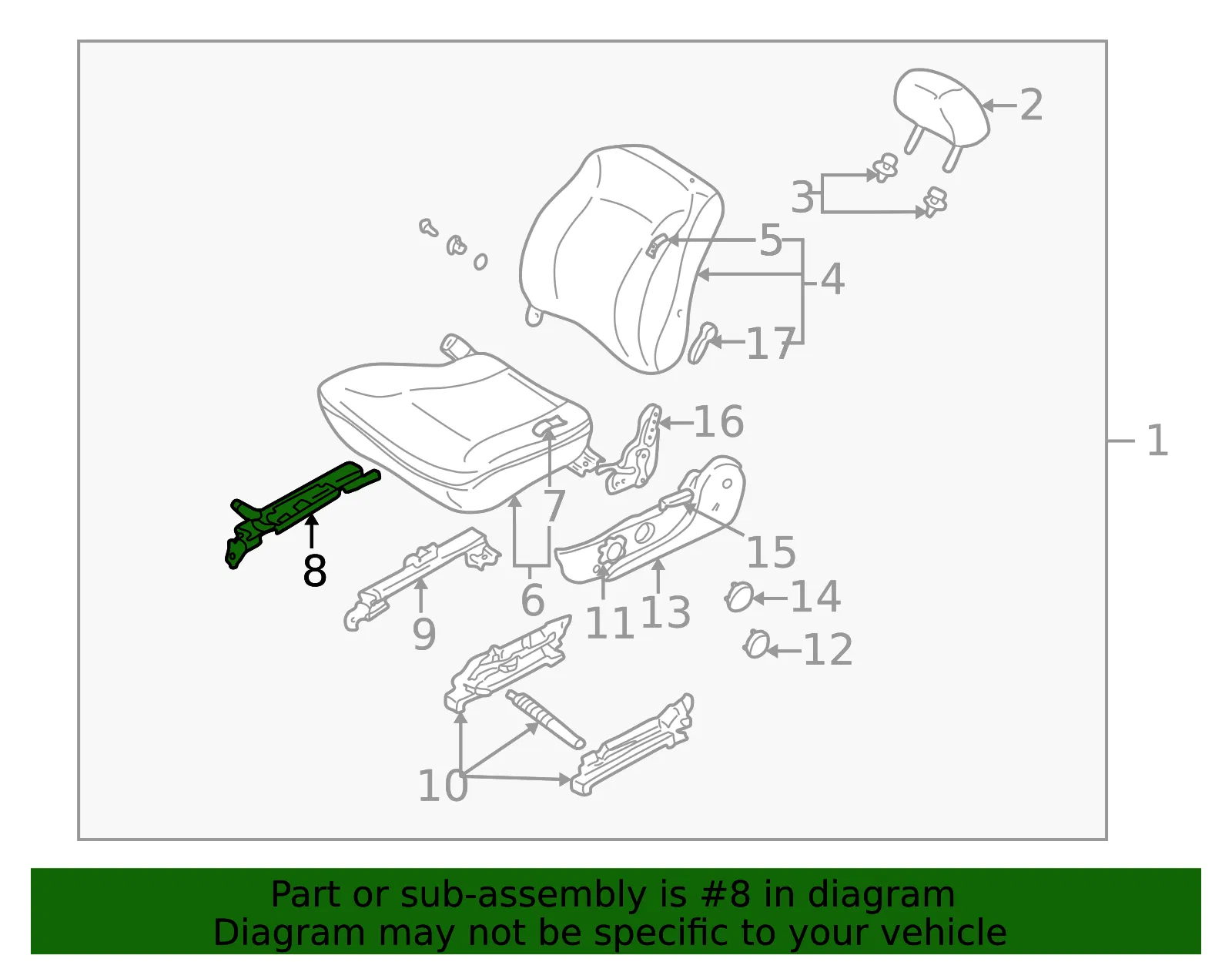 Seat Adjuster - Driver's Side (LH) - Kia (0K2DJ-88400A) - view 2