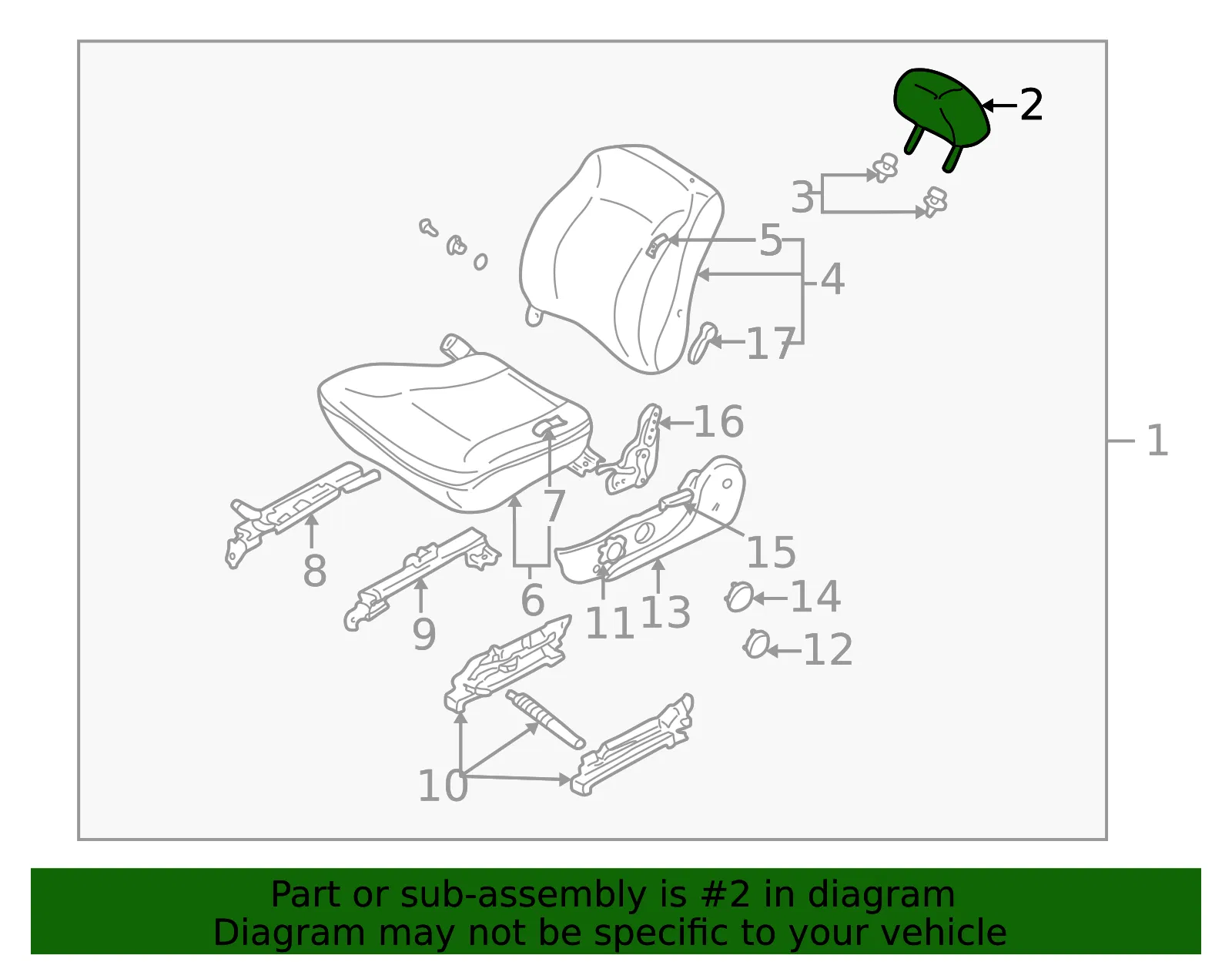 Headrest - Kia (0K2DK-88140A96) - view 2