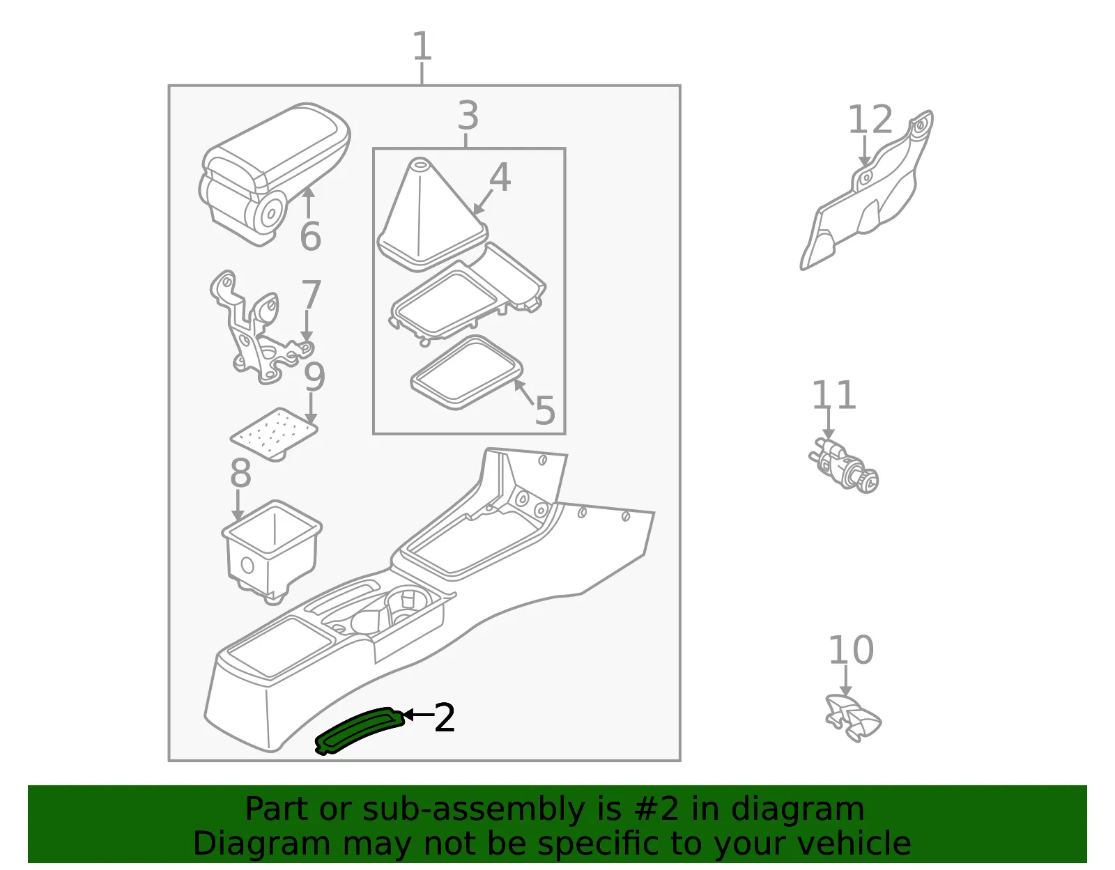 Console Assembly Seal - Kia (0K2N1-64413) - view 2