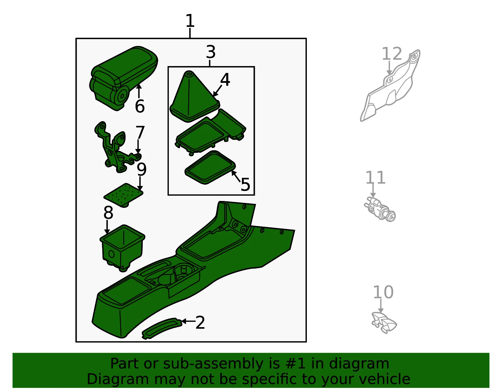 Console Assembly - Kia (0K2S2-64410A96) - view 2