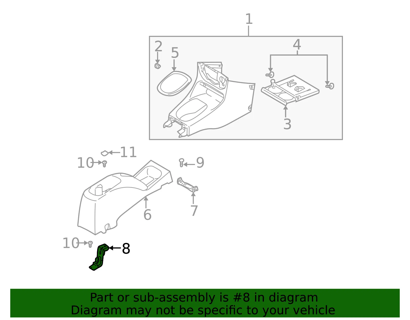 Center Console Rear Bracket - Kia (0K30A-6441X) - view 2