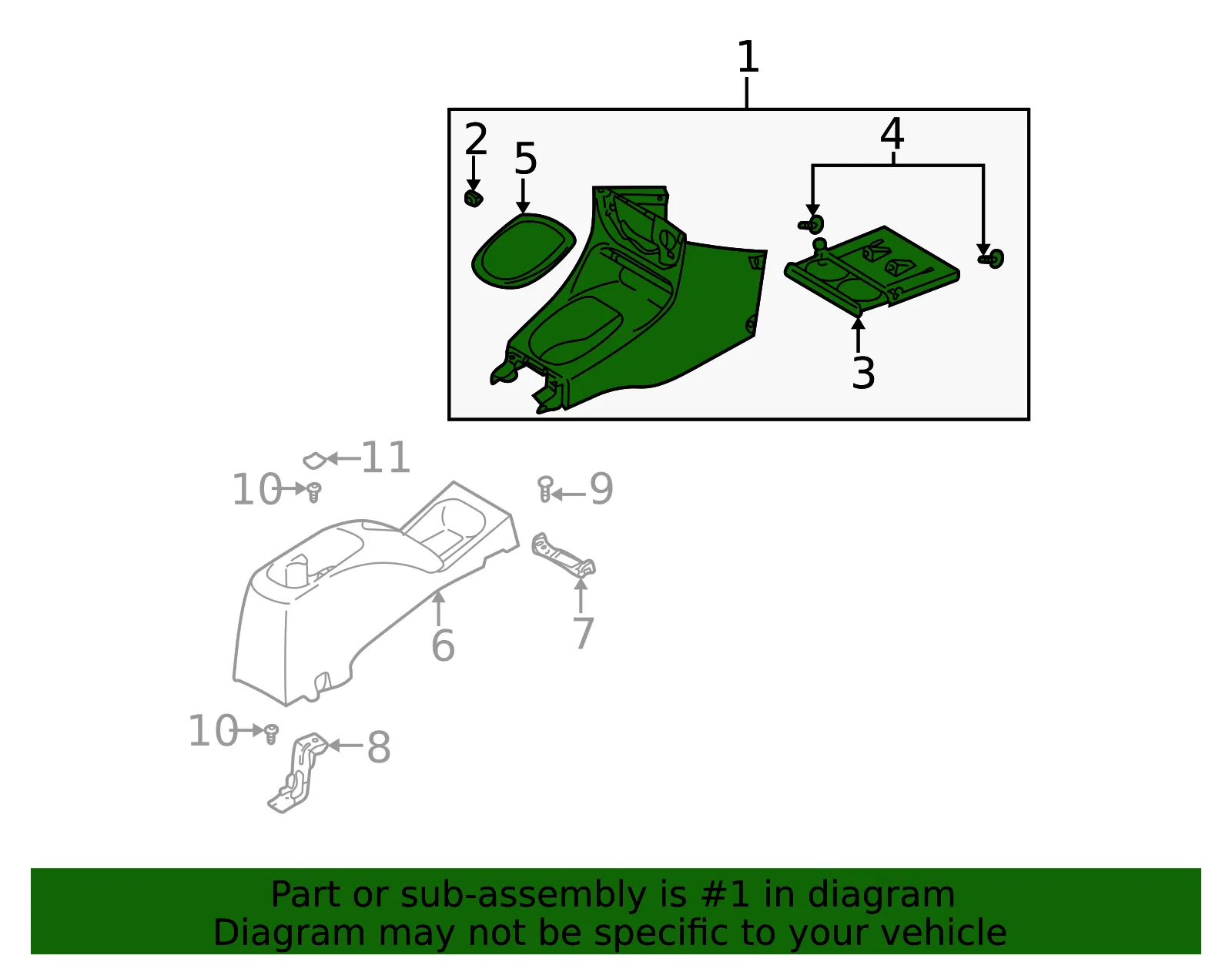 Center Console - Kia (0K30A-64420D08) - view 2