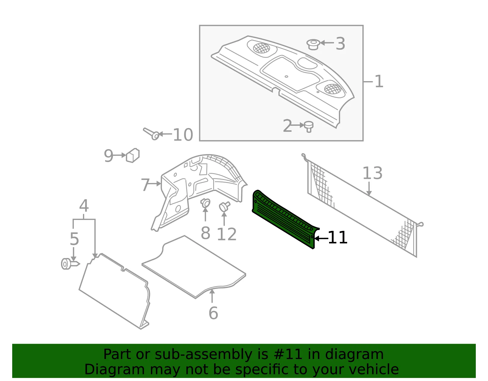 Rear Panel Trim - Kia (0K30C-68960F00) - view 2