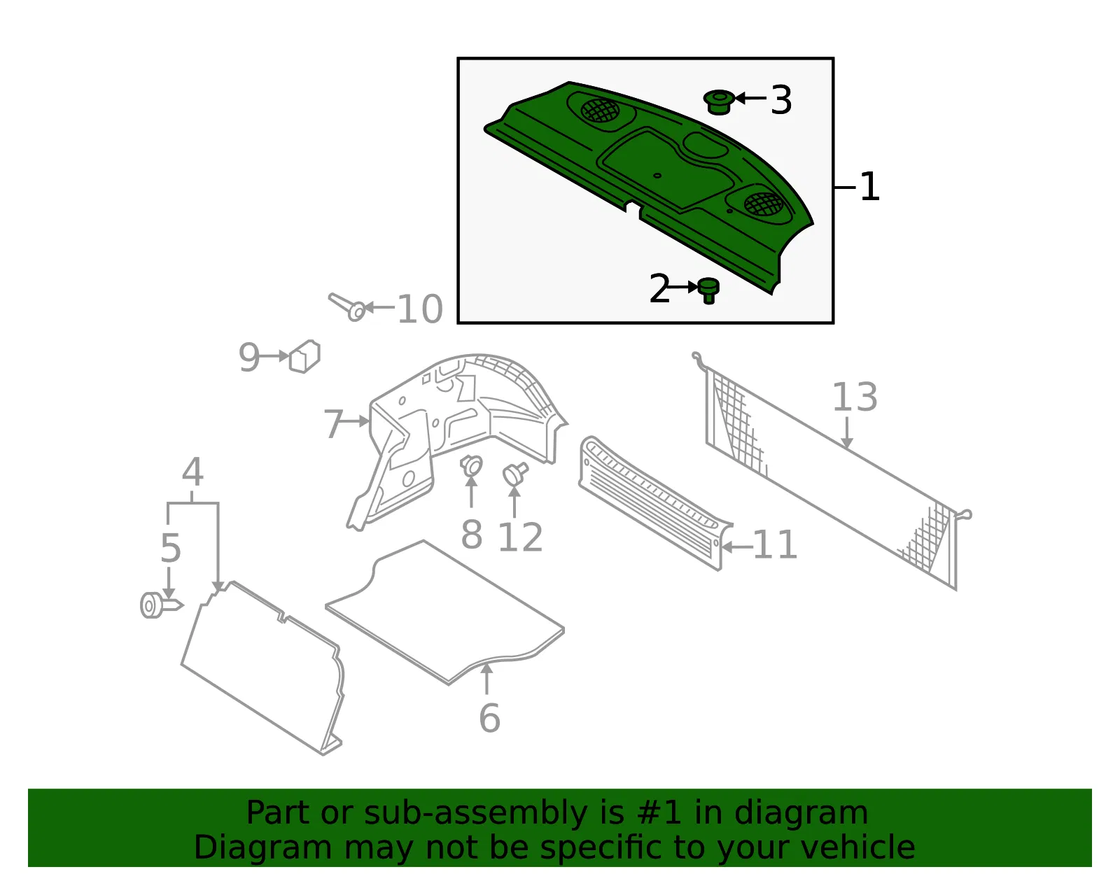 Pkg Tray Trim - Kia (0K32A-68320D78) - view 2