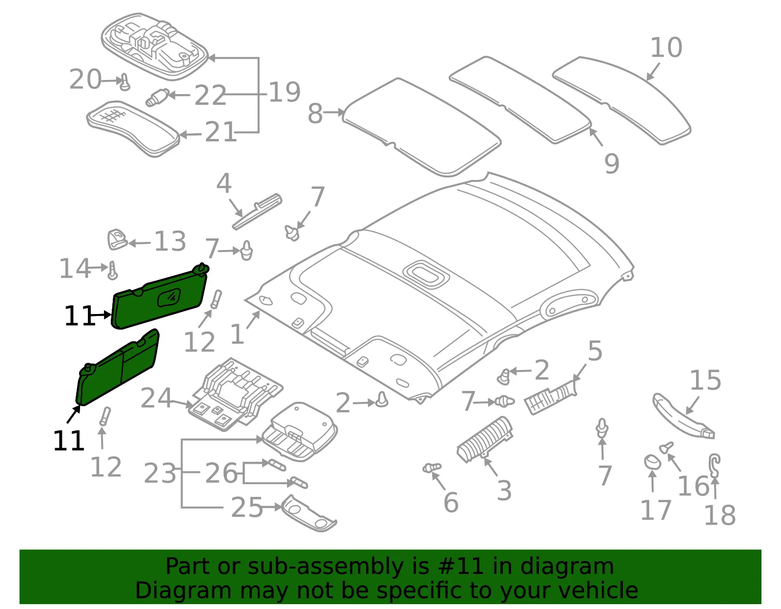 Sun-Visor - Driver's Side (LH) - Kia (0K32A-69320DBT) - view 2