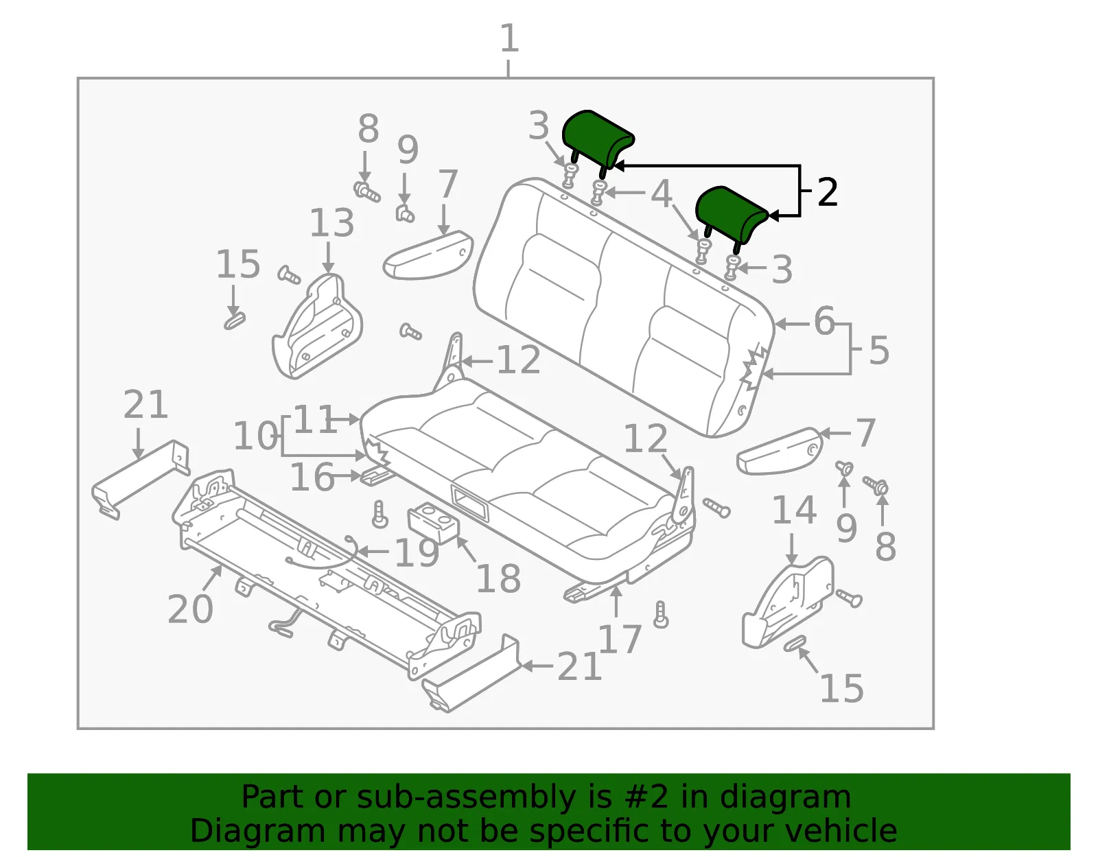 Headrest - Kia (0K52Y-57340BT4) - view 2