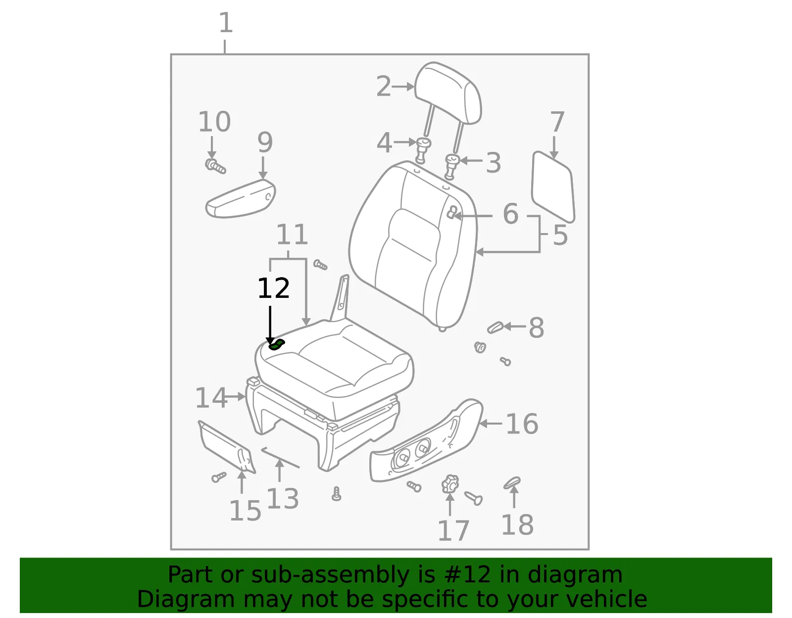 Cushion Cover - Driver's Side (LH) - Kia (0K52Y-88111ABT4) - view 2