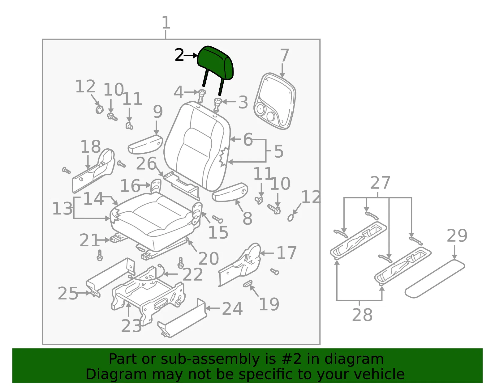 Headrest - Kia (0K52Y-88140444) - view 2