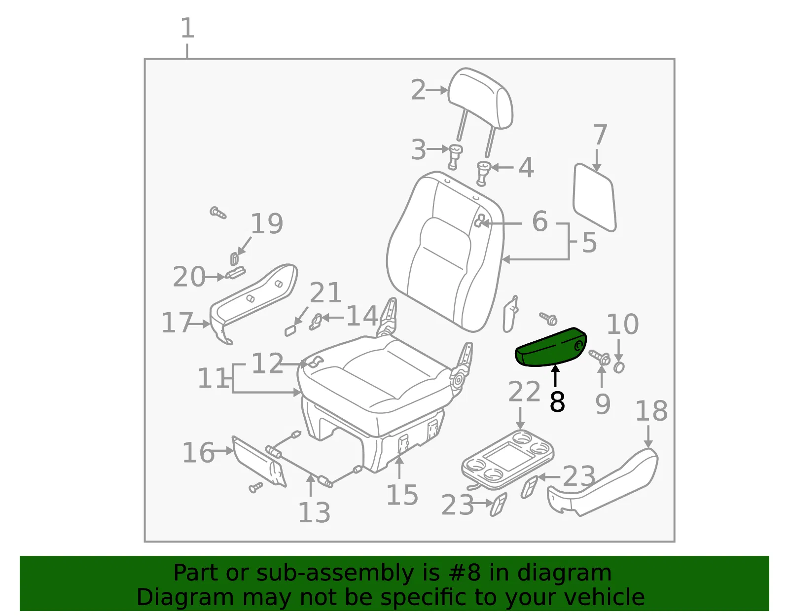 Armrest - Passenger Side (RH) - Kia (0K52Y-88225CQ3) - view 2