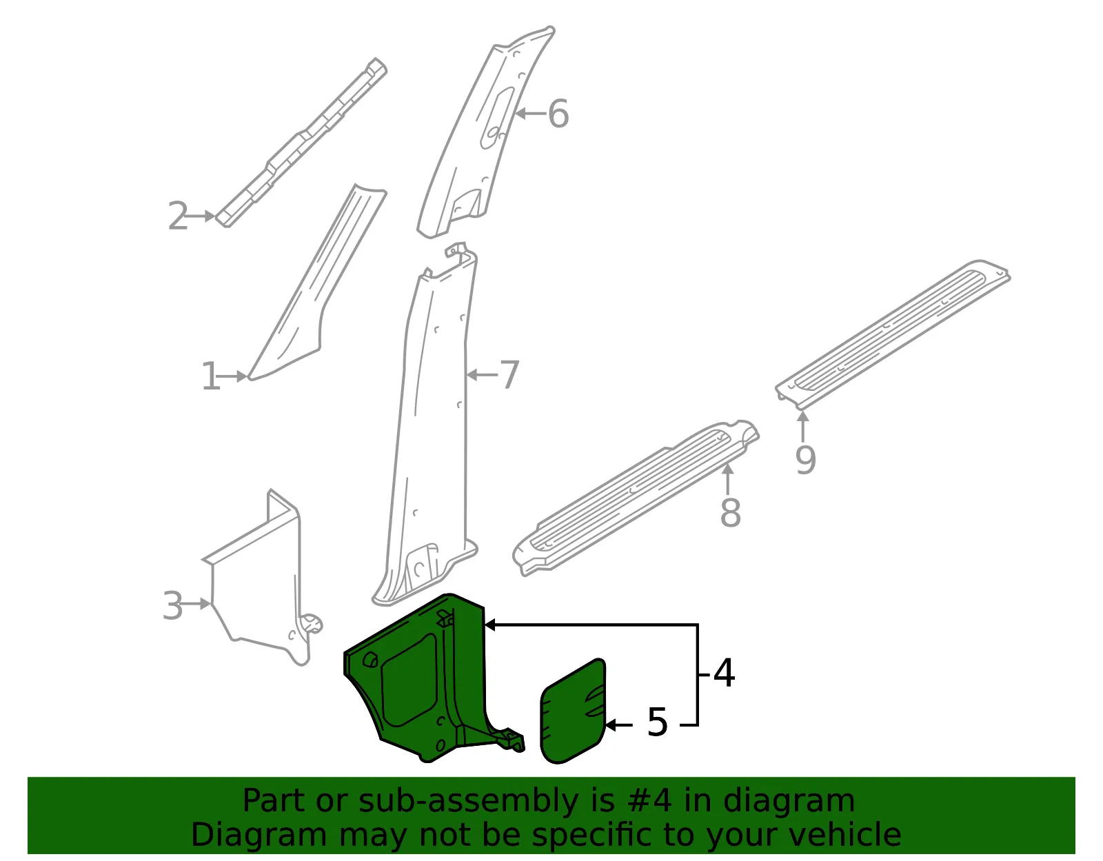 Cowl Trim - Driver's Side (LH) - Kia (0K53A-6811XABT) - view 2
