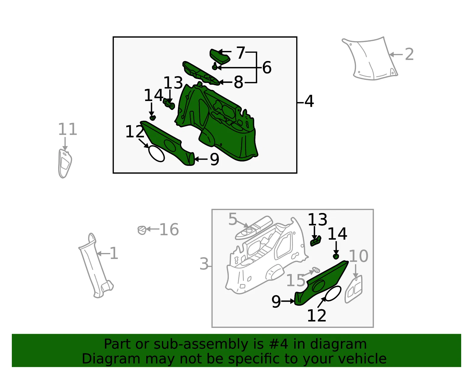Lower Trim Panel - Driver's Side (LH) - Kia (0K53D-68710EB2) - view 2