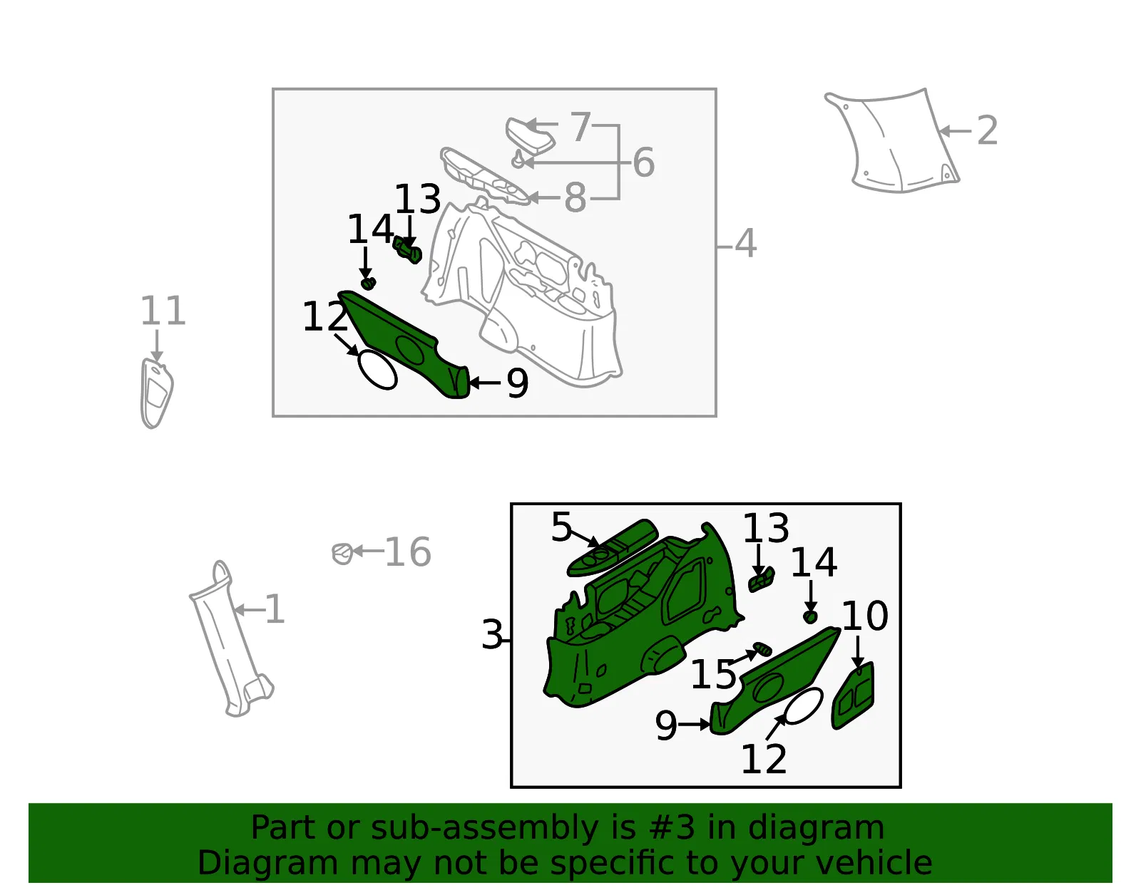 Lower Trim Panel - Passenger Side (RH) - Kia (0K53D-68720FB2) - view 2