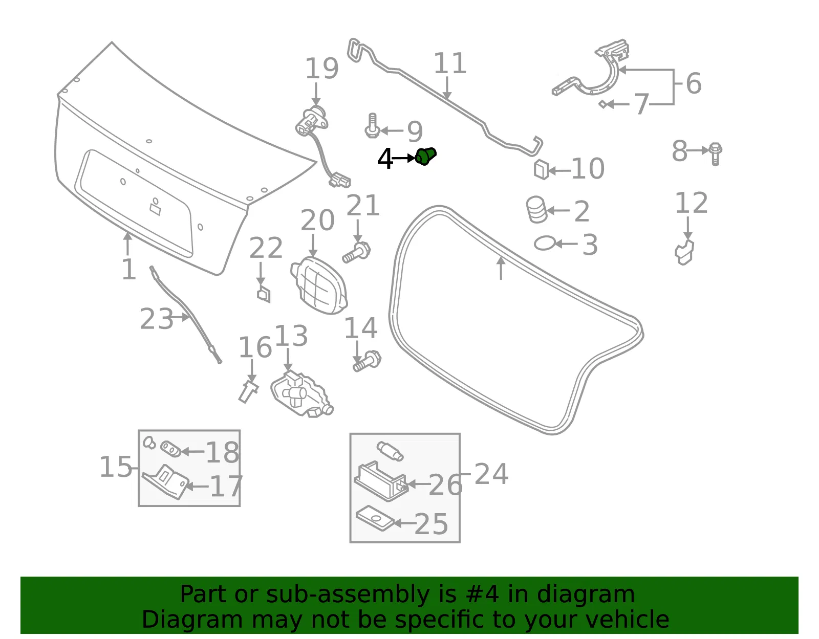 Trunk Lid Cushion - Kia (0K60A-58873) - view 2