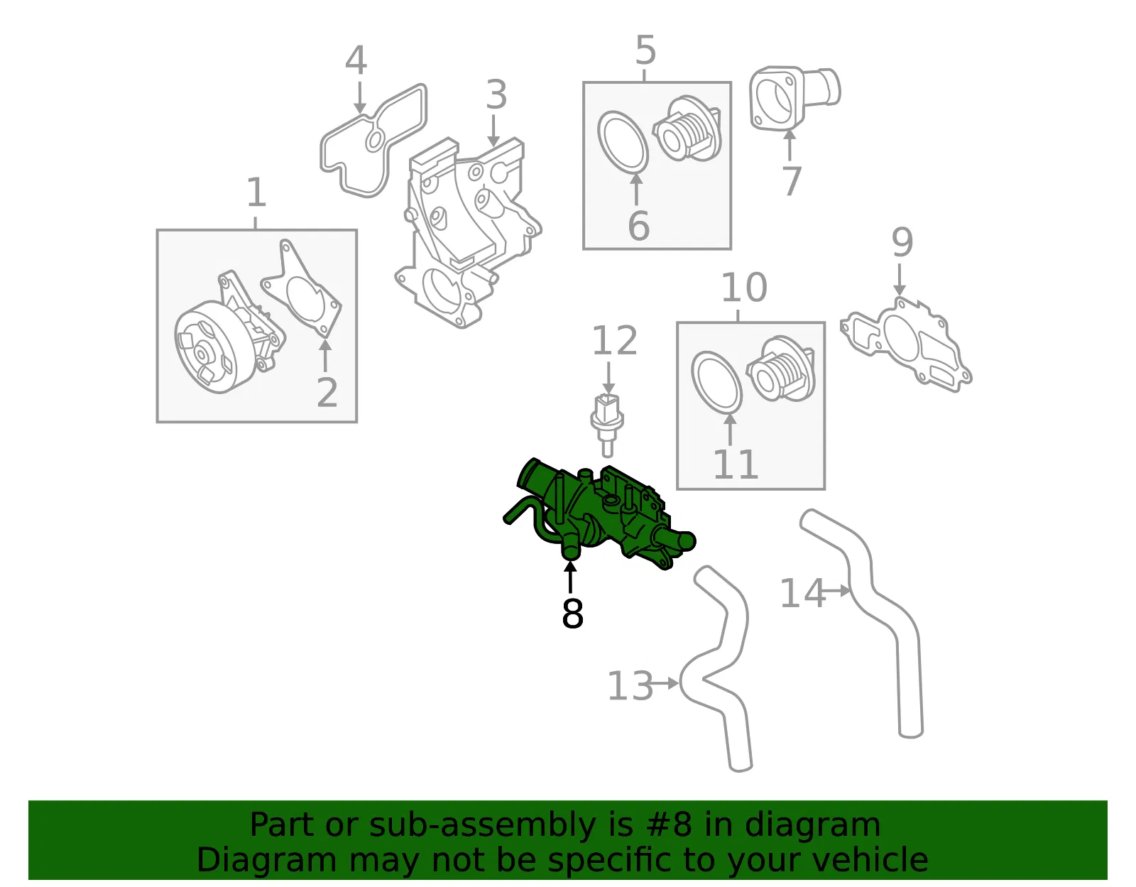 Water Outlet - Nissan (11060-ET00A) - view 3