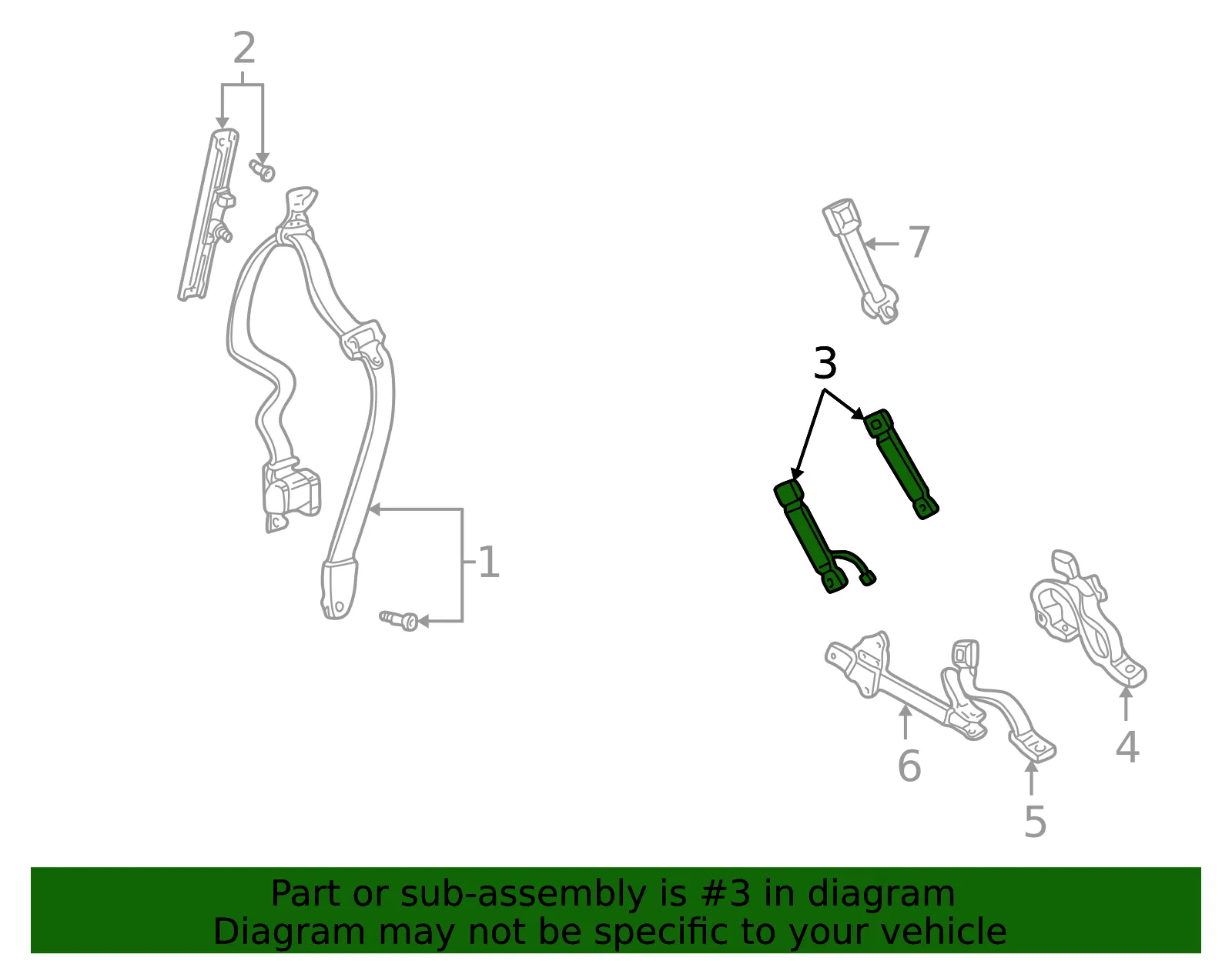 Buckle - Driver's Side (LH) - Mazda (1FAA-57-920) - view 2