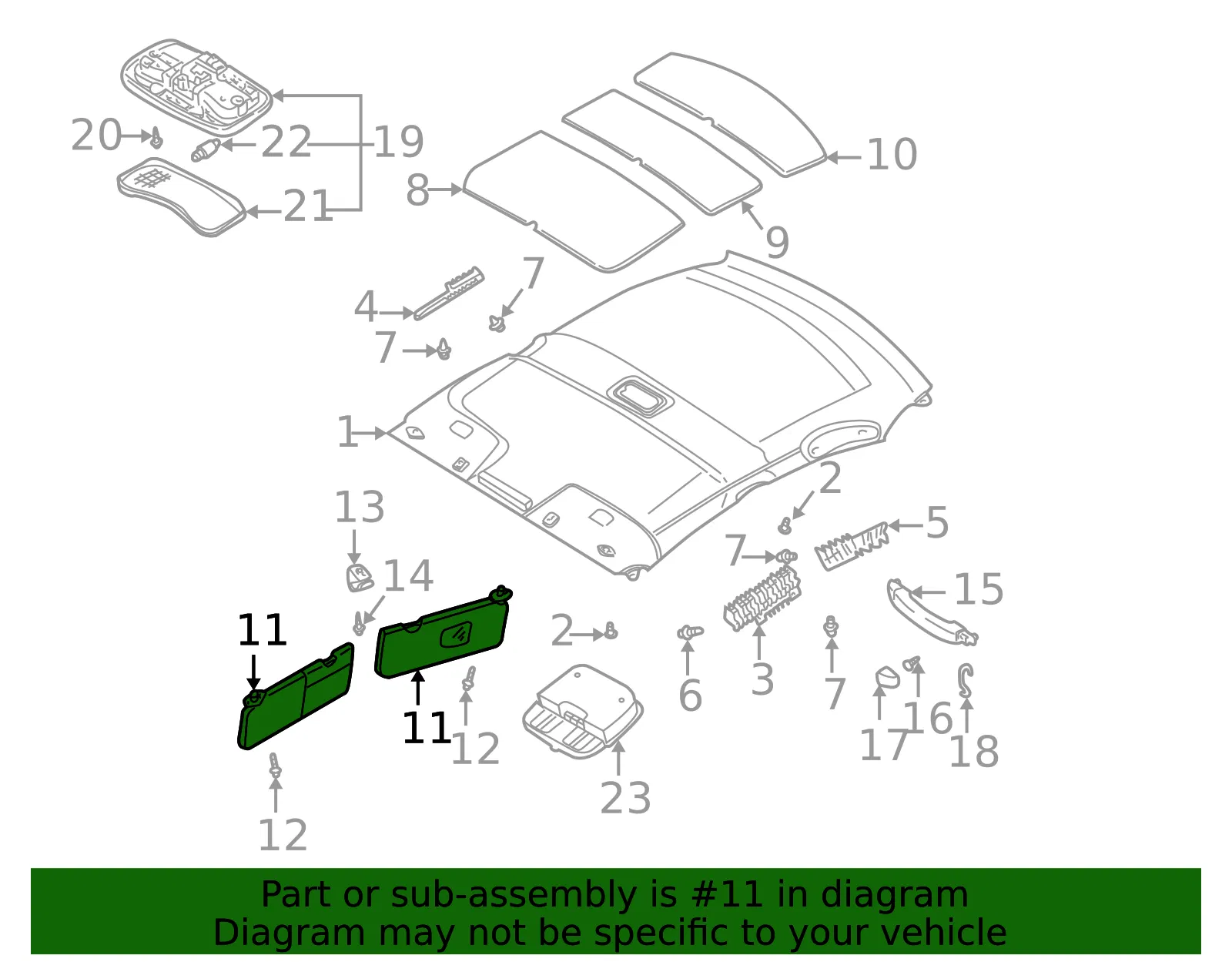 Sun Visor - Driver's Side (LH) - Kia (1K32A-69320A78) - view 2