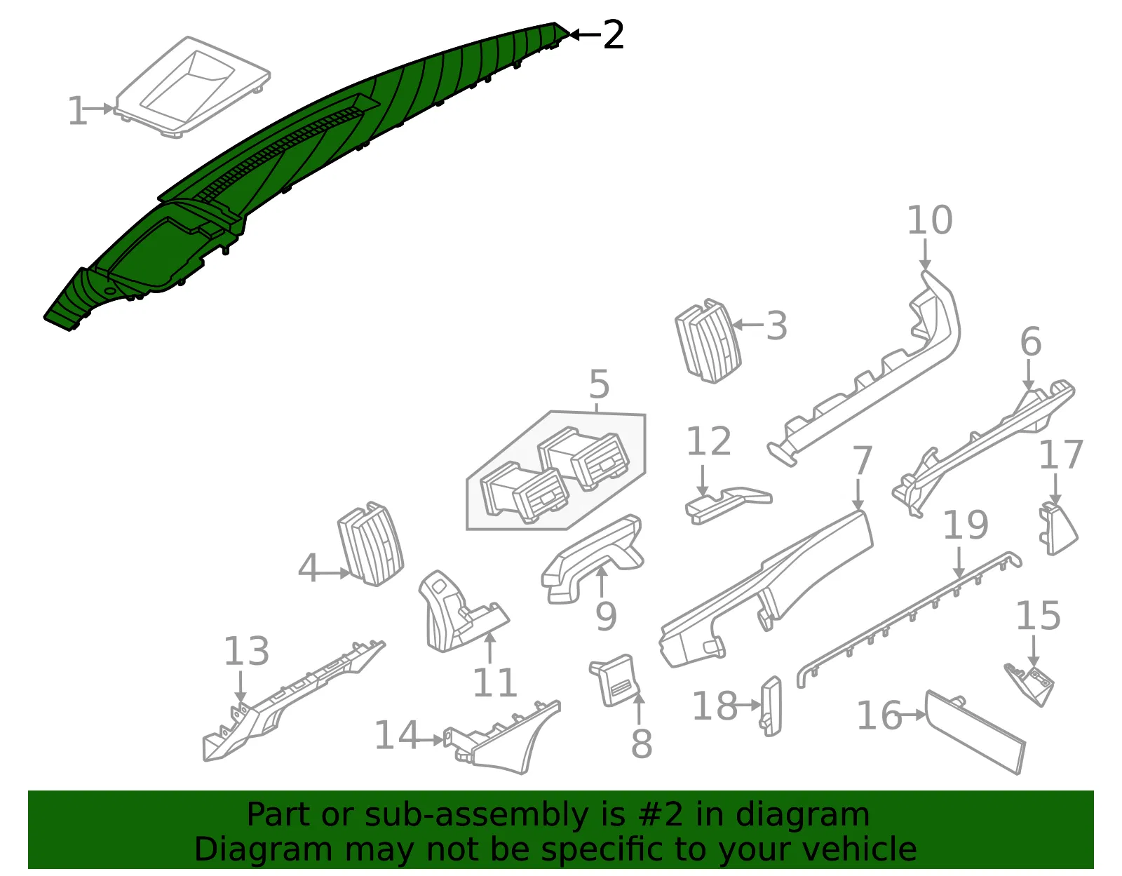 Instrument Panel Bezel - Nissan (24946-7KA0A) - view 2