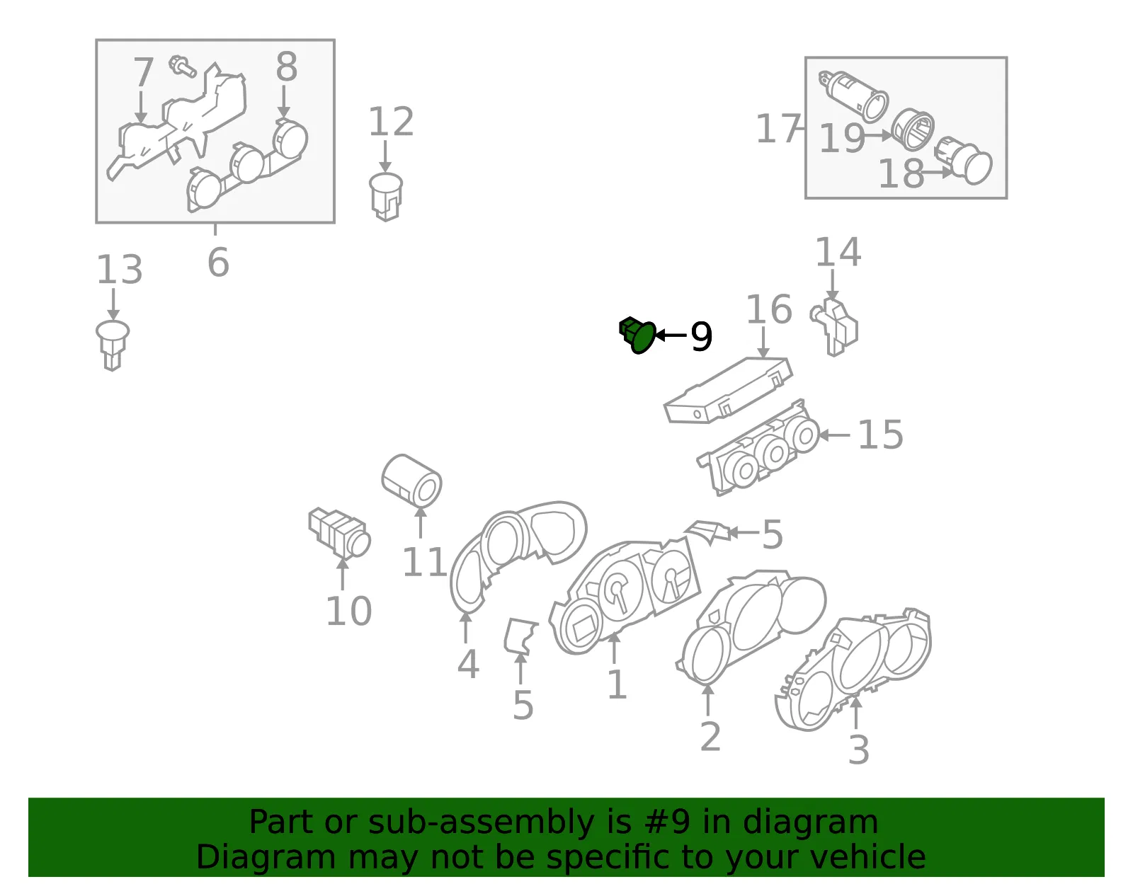 Instrument Panel Warning Assembly - Nissan (25020-1EA0A) - view 2