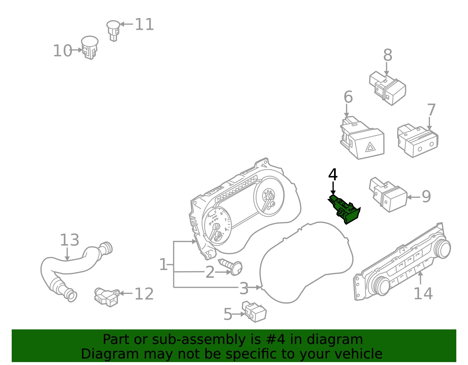 Instrument Warning Assembly - Nissan (25020-6CA0A) - view 2