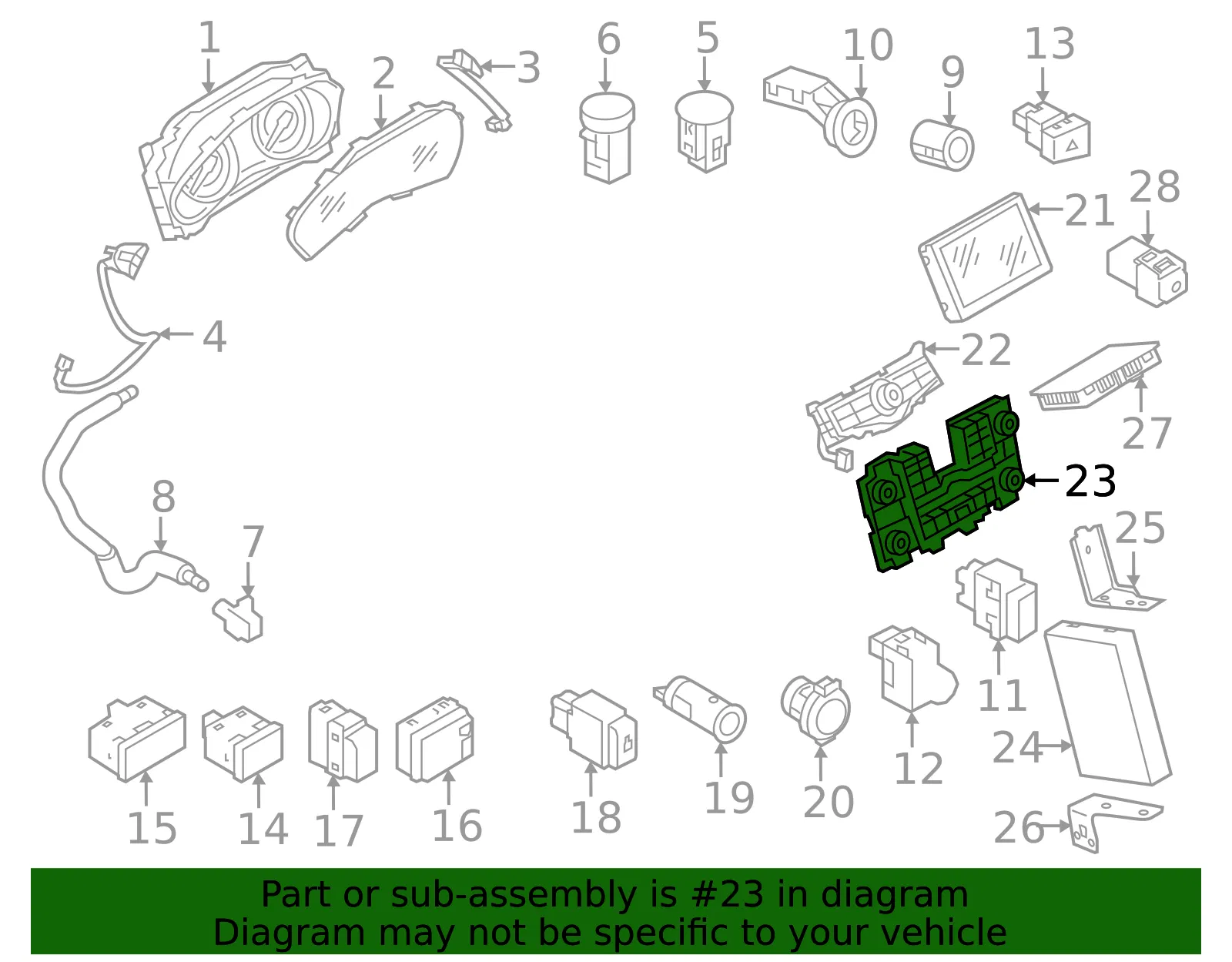 Dash Control Unit - Nissan (25391-6GX5A) - view 2