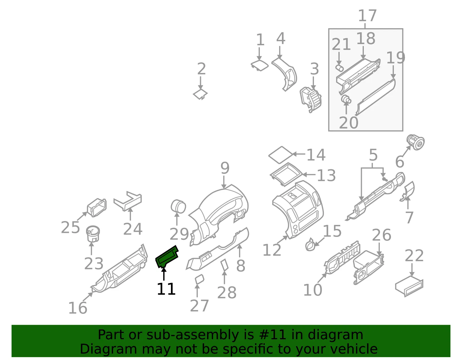 Instrument Panel Bezel - Nissan (25412-EA000) - view 3