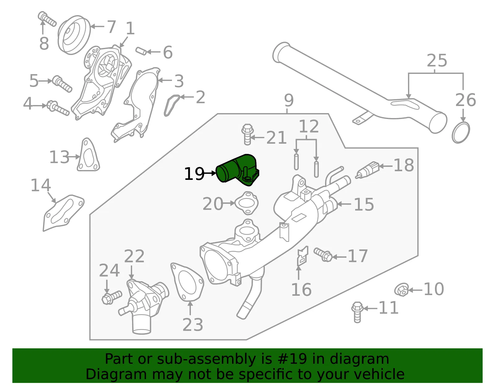 Water Outlet - Kia (25611-3L300) - view 2