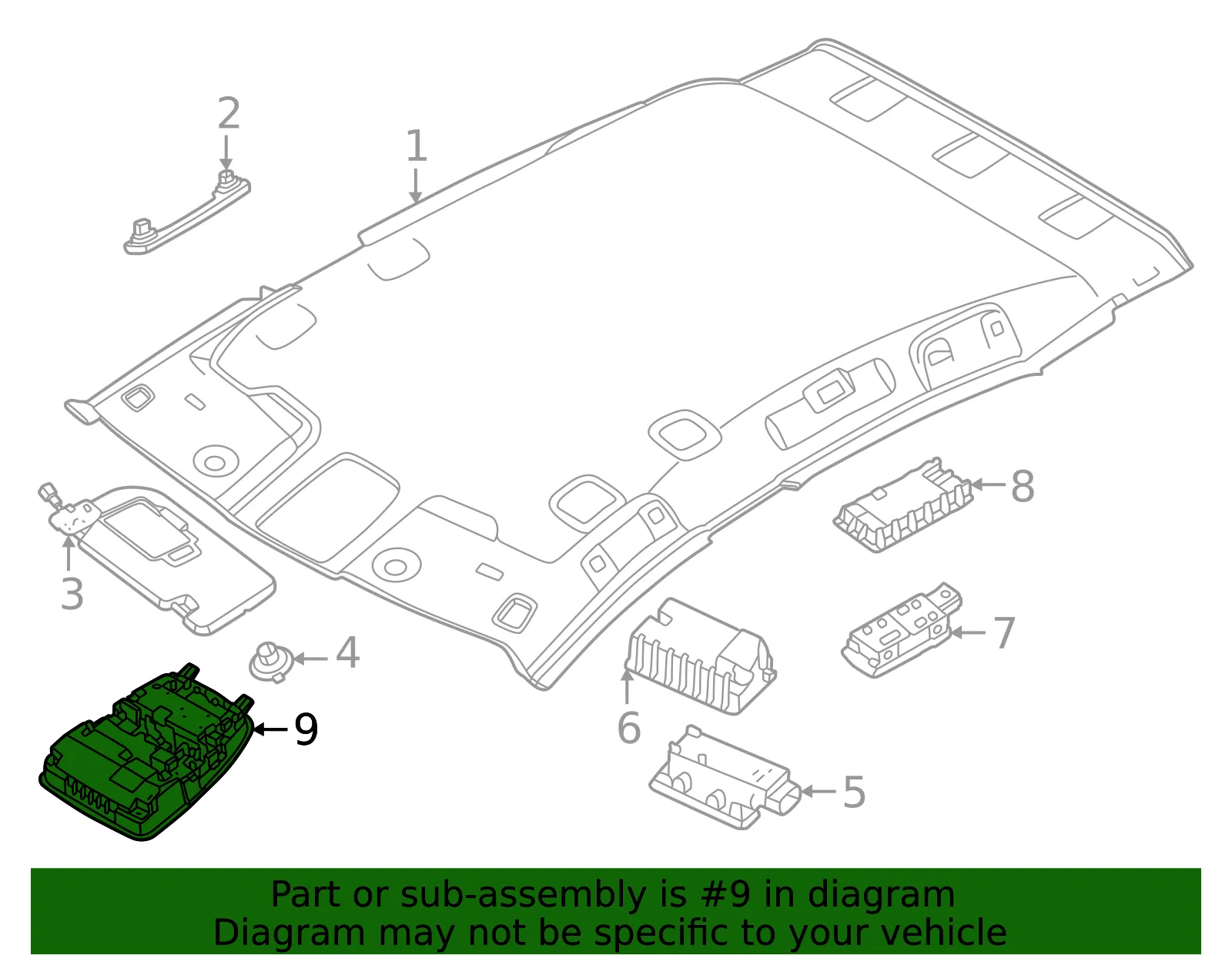 Overhead Console - Nissan (26430-5MR0A) - view 2