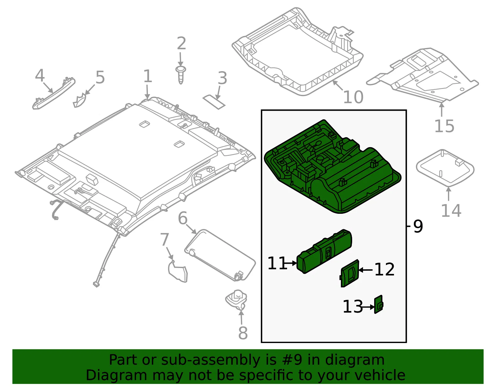 Overhead Console - Nissan (26430-9BU3A) - view 2