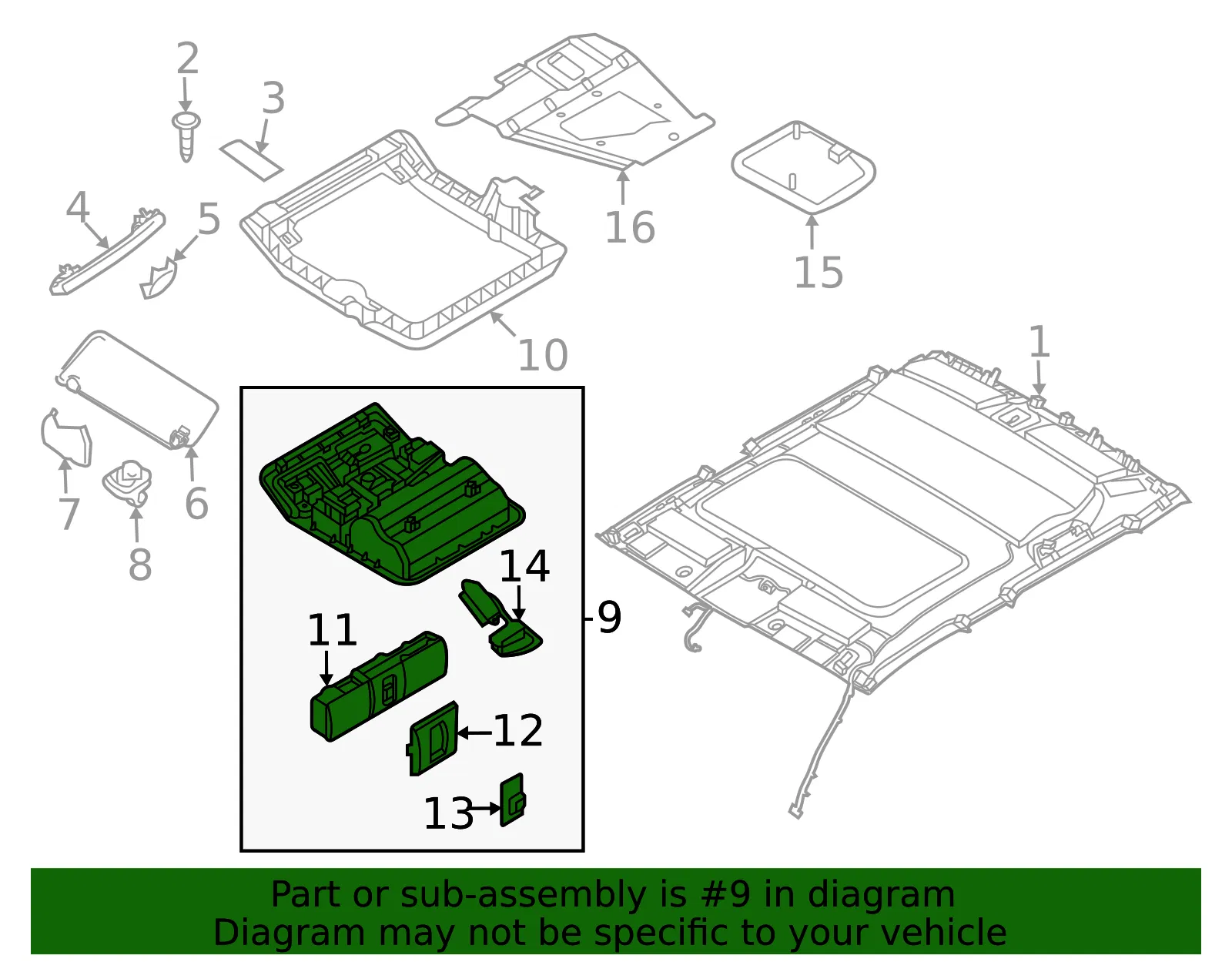 Overhead Console - Nissan (26430-9BY2A) - view 2