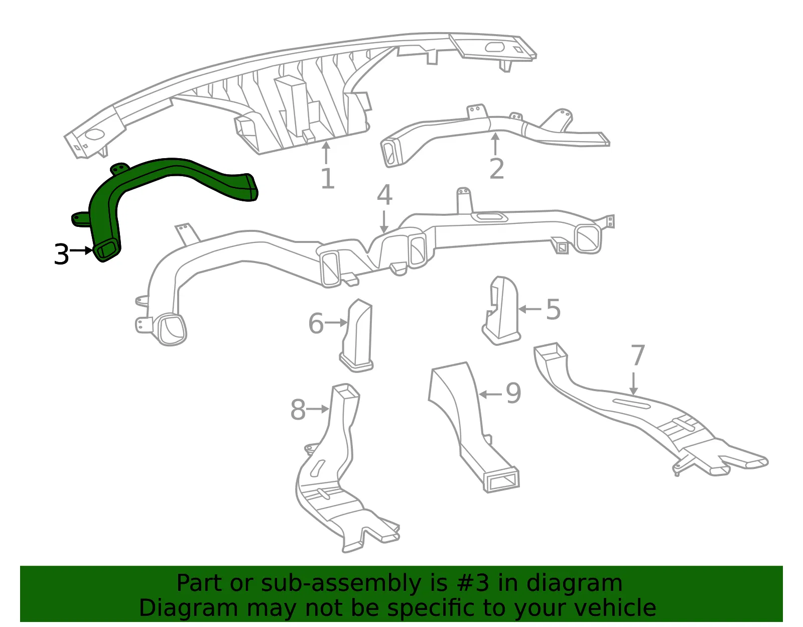 Instrument Panel Air Duct - Nissan (27810-3KA0B) - view 2