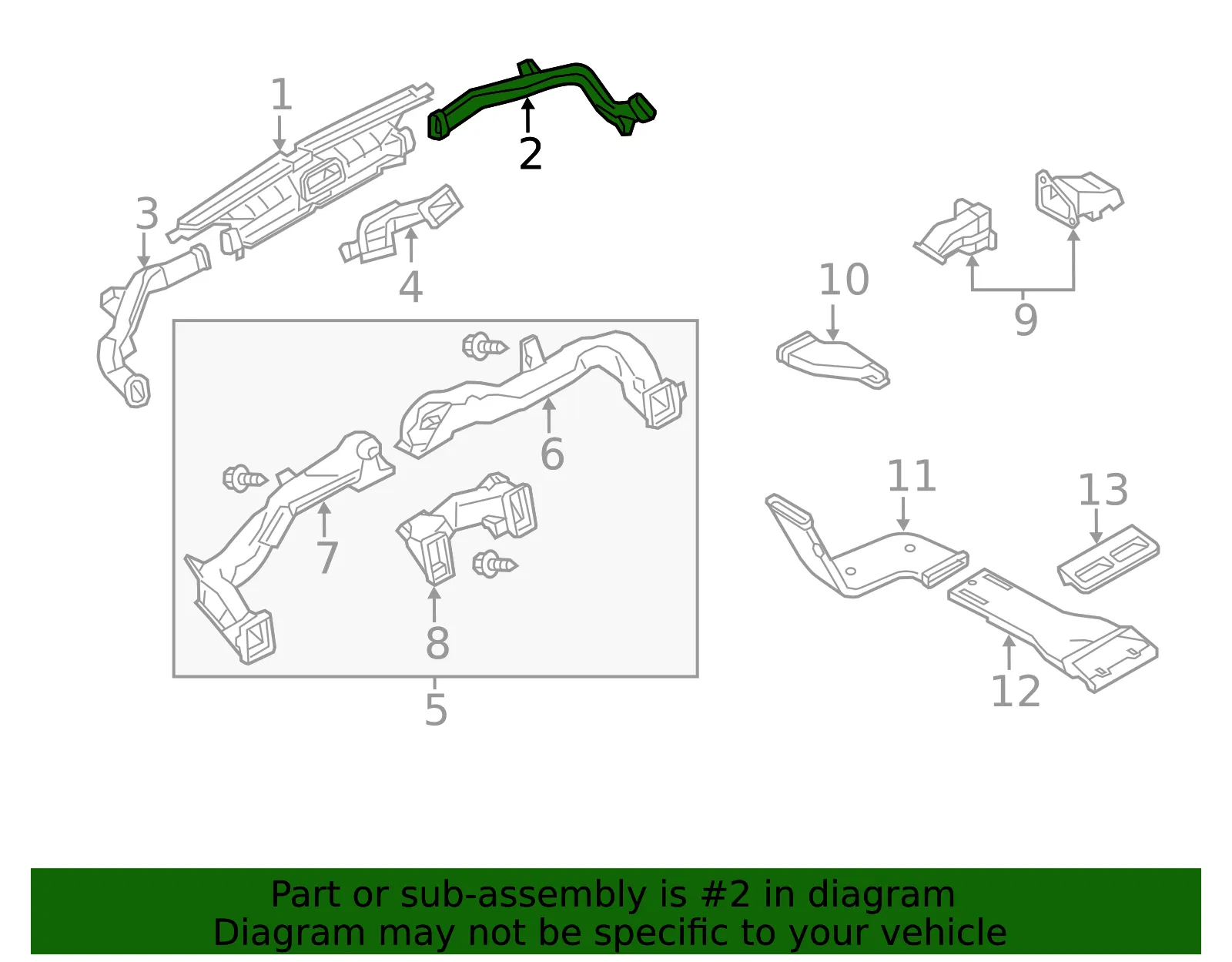 Instrument Panel Air Duct - Nissan (27811-1LA0A) - view 2