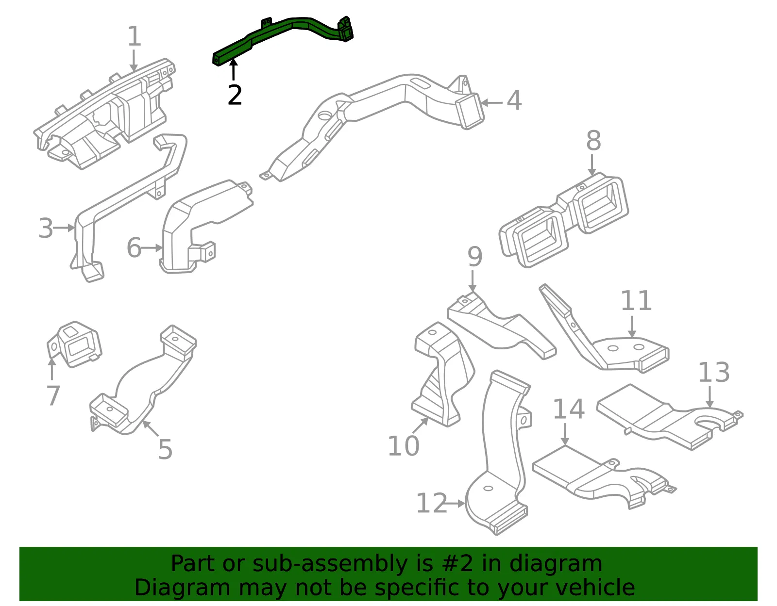 Instrument Panel Air Duct - Nissan (27811-7JA0A) - view 2