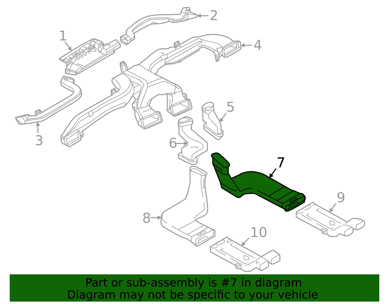 Instrument Panel Air Duct - Nissan (27832-7LA5A) - view 2