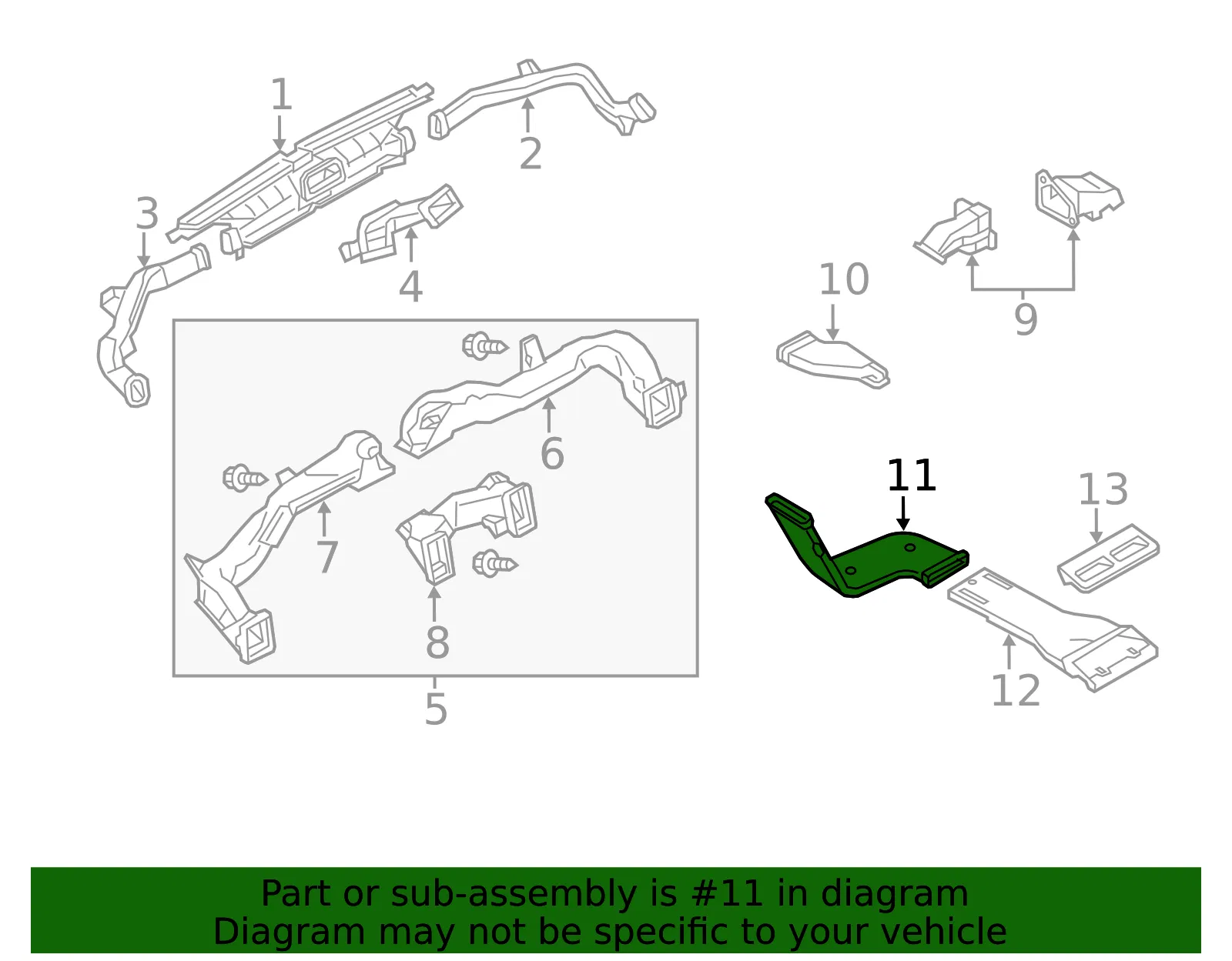 Instrument Panel Air Duct - Nissan (27833-1LA0A) - view 2