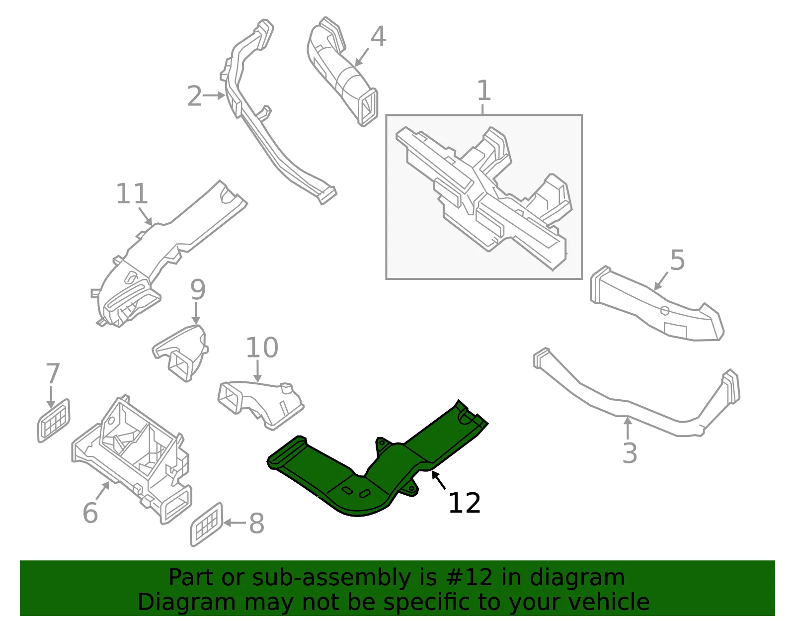 Instrument Panel Air Duct - Nissan (27833-EA000) - view 2