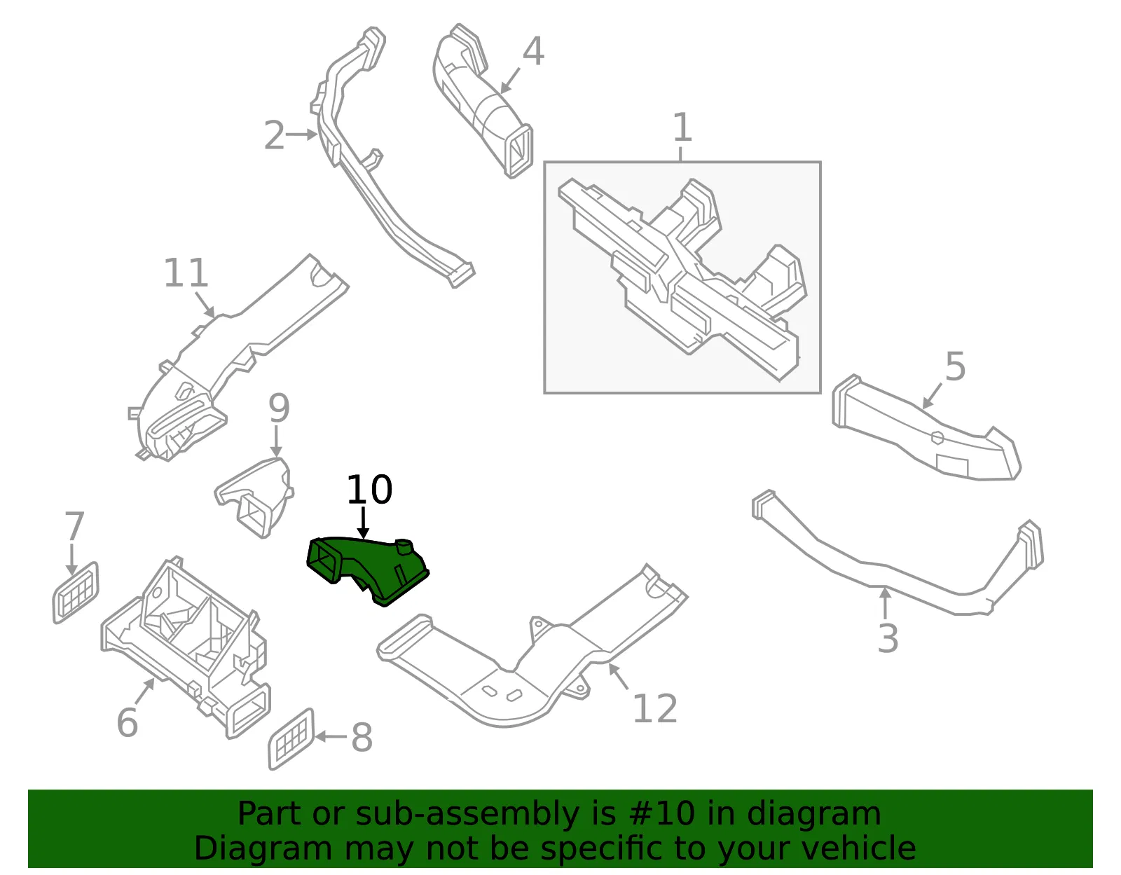 Instrument Panel Air Duct - Nissan (27834-EA000) - view 2
