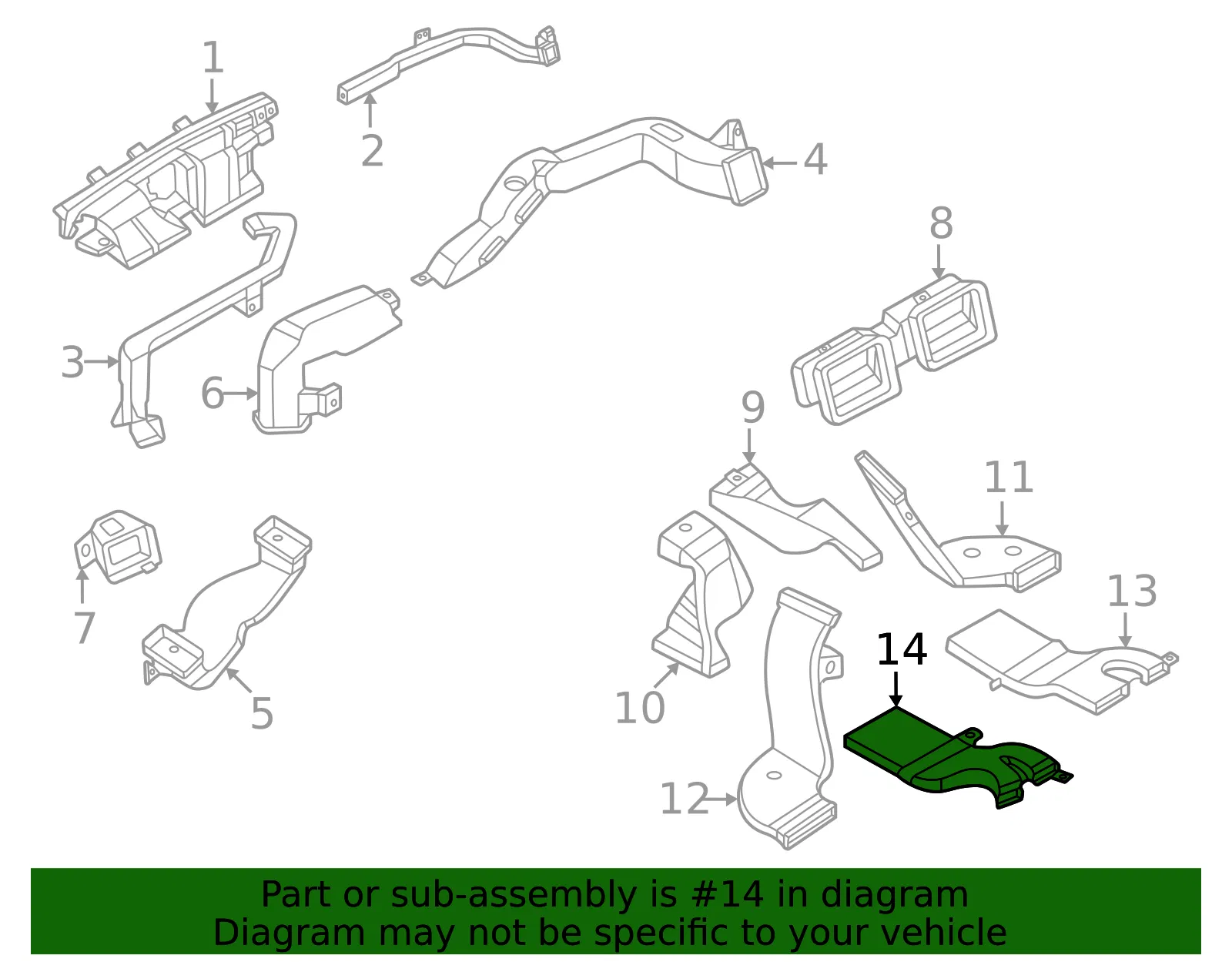 Instrument Panel Air Duct - Nissan (27835-7JA0A) - view 2