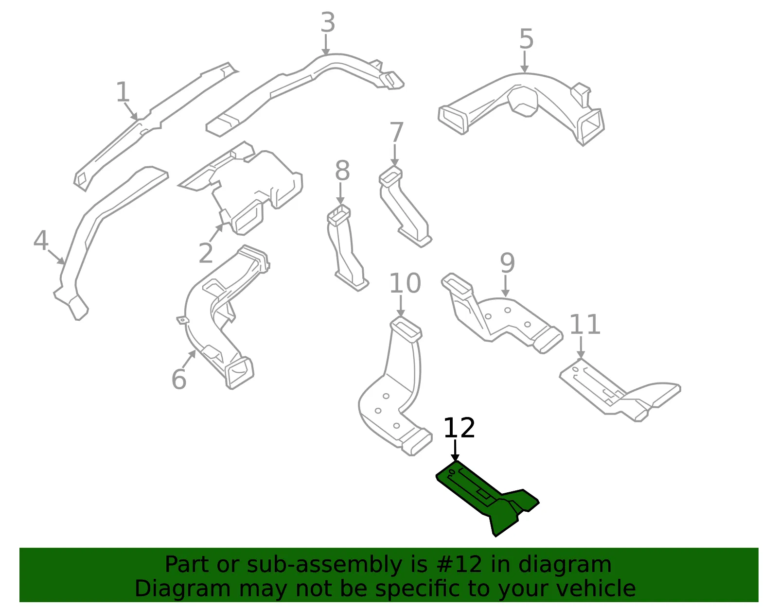 Instrument Panel Air Duct - Nissan (27851-3SH1A) - view 2