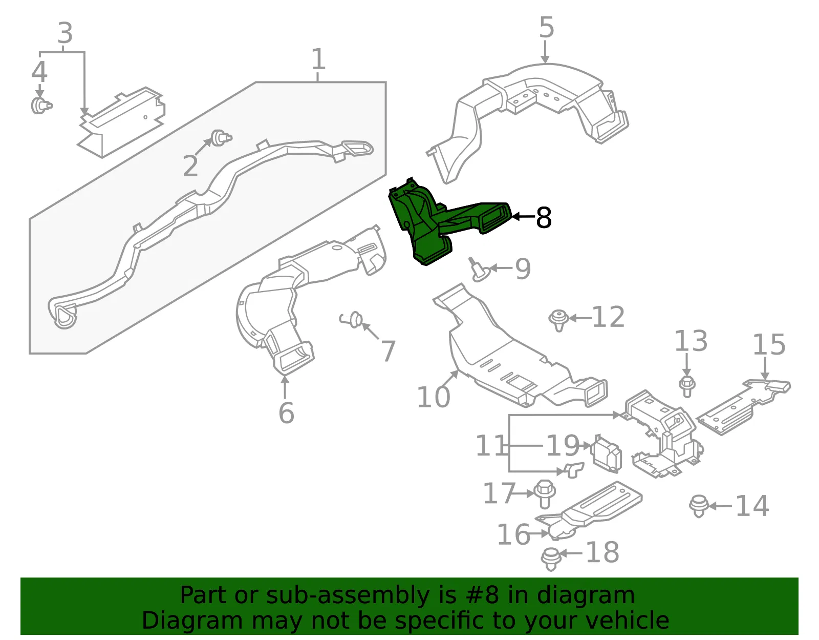 Instrument Panel Air Duct - Nissan (27860-5MR0B) - view 2