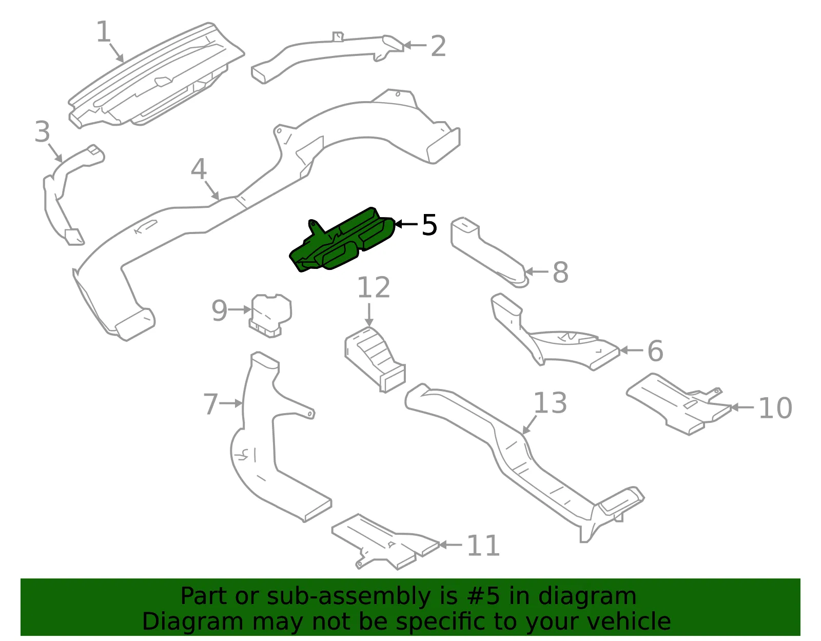 Instrument Panel Air Duct - Nissan (27860-6CA0A) - view 2