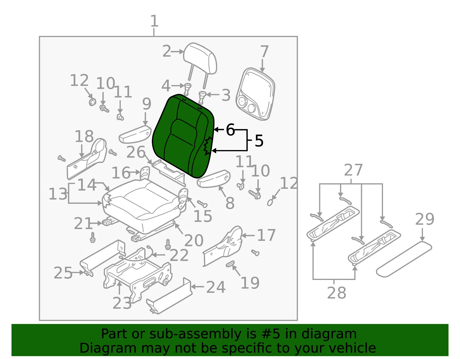 Seat Back - Kia (2K52Y-57350BCQ5) - view 2