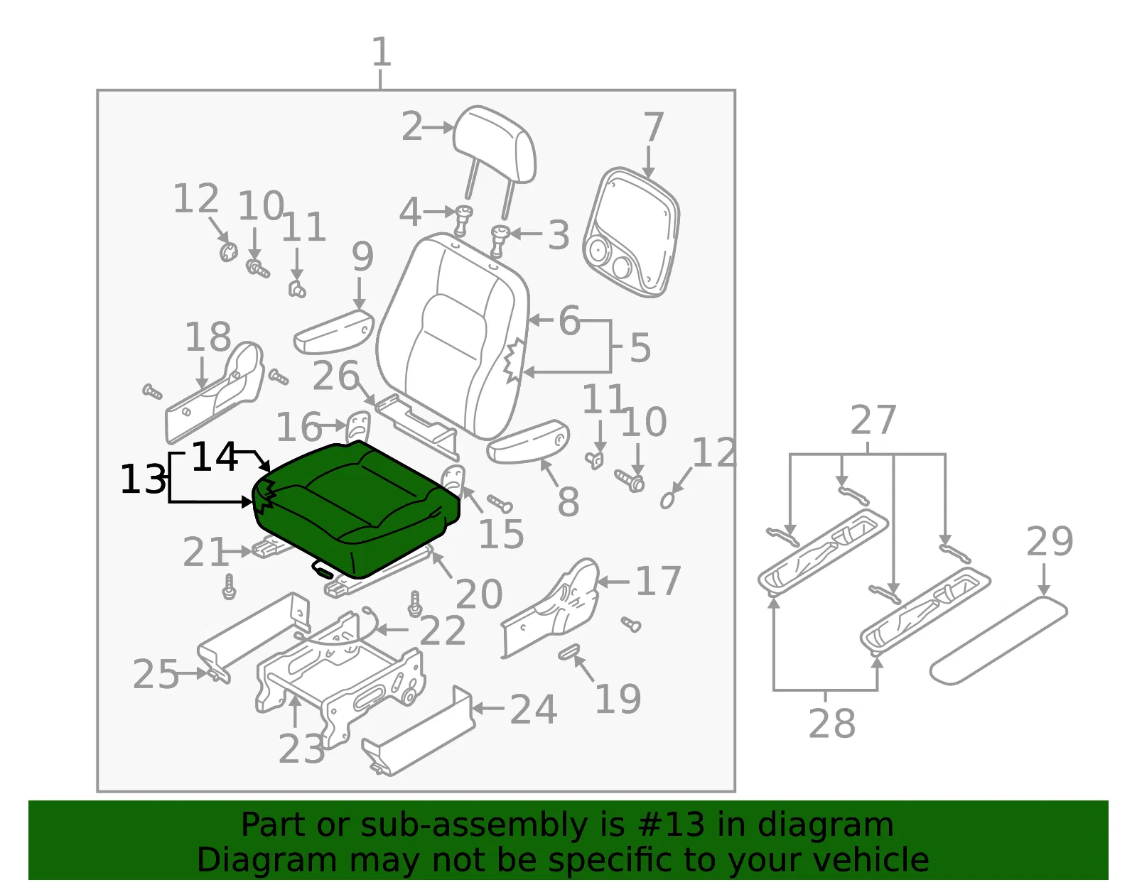 Seat Cushion - Passenger Side (RH) - Kia (2K52Y-57410444) - view 2