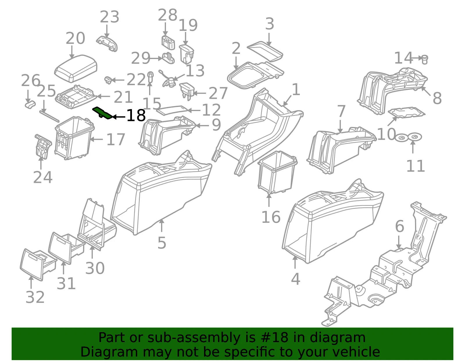 Console Armrest Cap - Volvo (30616558) - view 2
